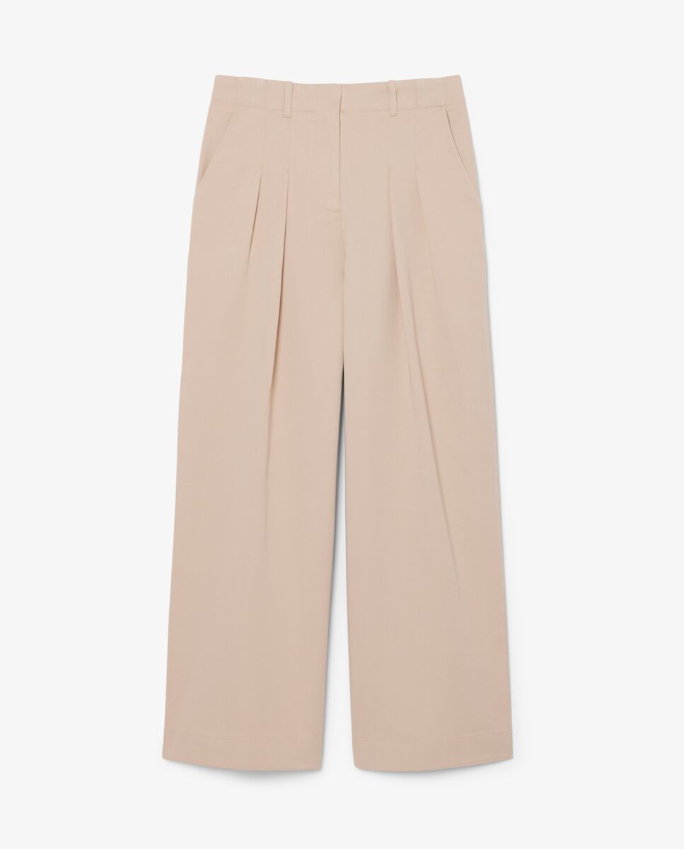 Pantalón de mujer chino de corte amplio de tela de gabardina de mujer elástica - Lacoste - Beige Beige-6