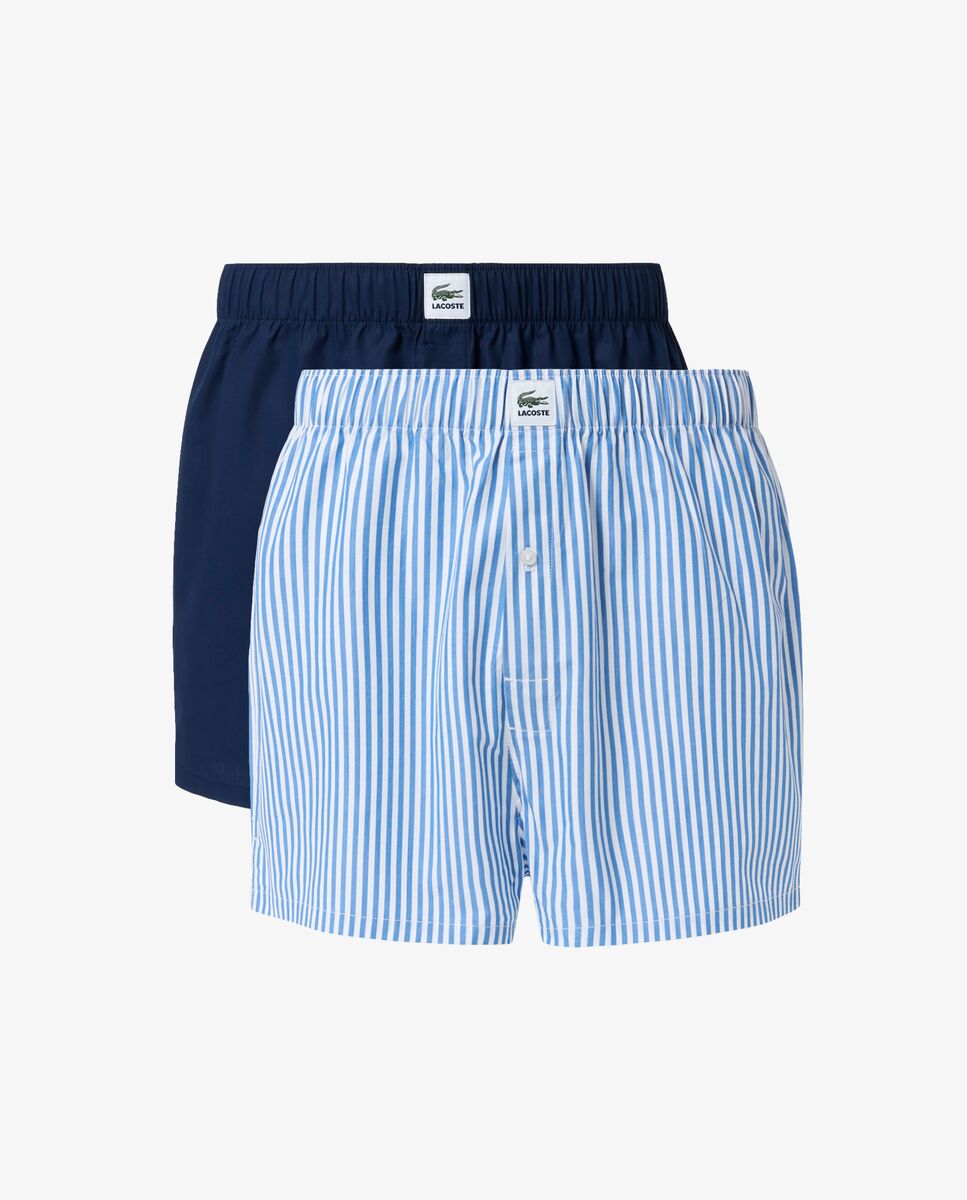 Pack de hombre de 2 boxers de tela de popelín de algodón - Lacoste - Azul Azul-5