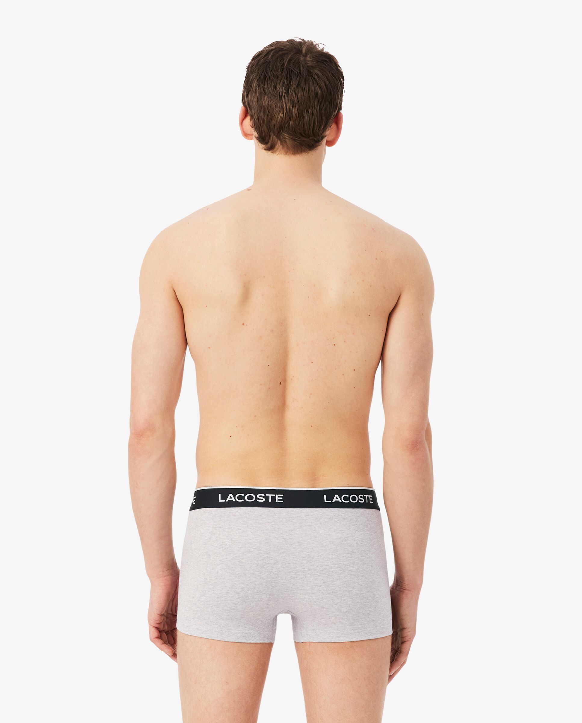 Pack de 3 calzoncillos de algodón elástico con logo en la cintura - Lacoste - Gris Gris-2