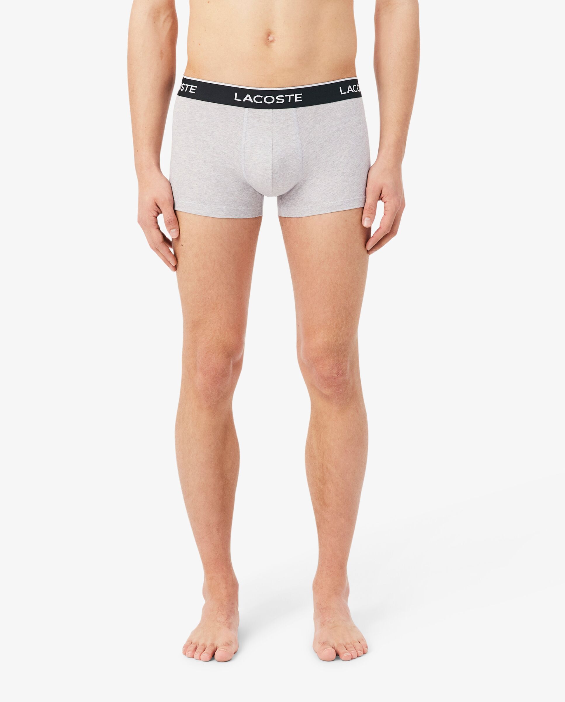 Pack de 3 calzoncillos de algodón elástico con logo en la cintura - Lacoste - Gris Gris-3