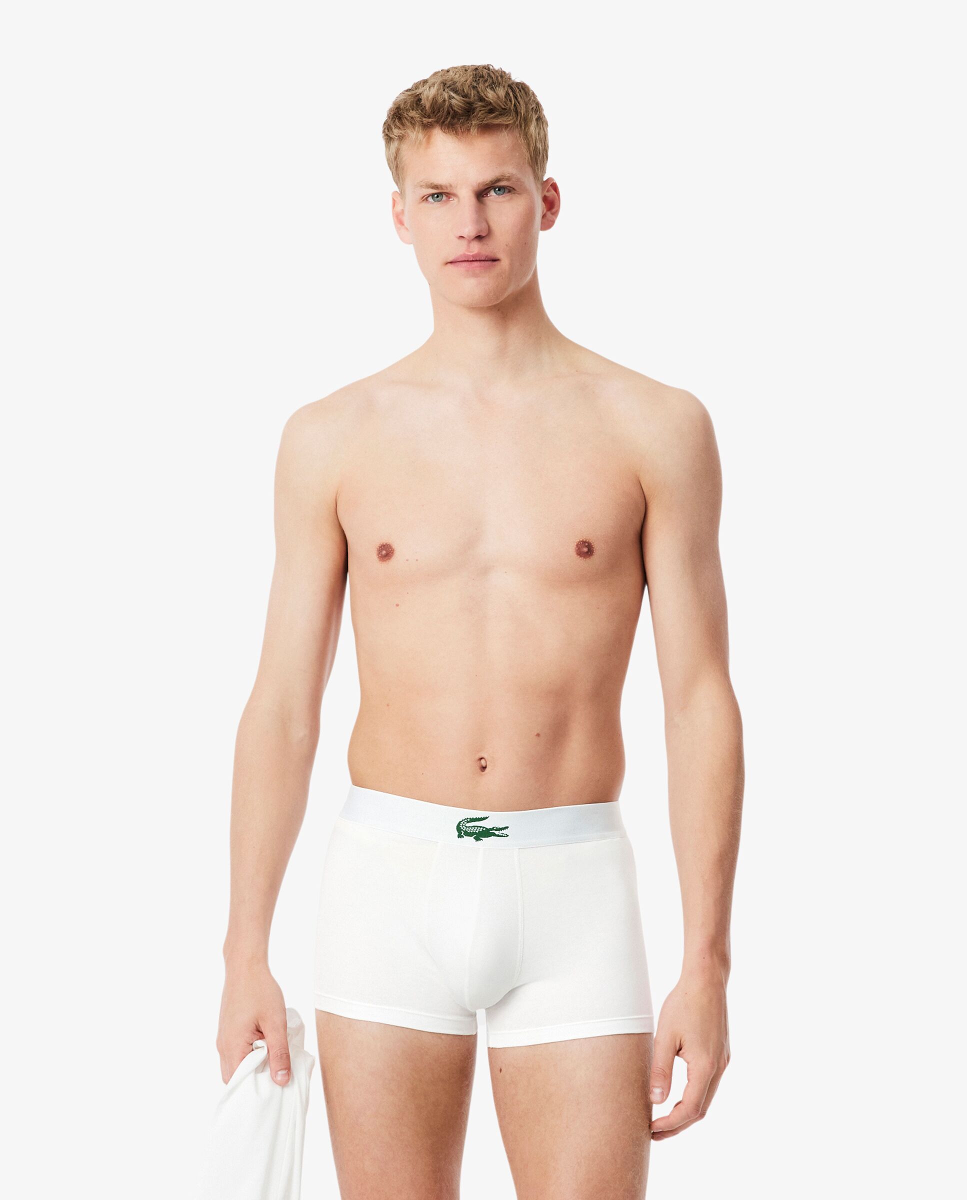 Pack de 3 calzoncillos de algodón con logo en la cintura - Lacoste - Blanco Blanco-1