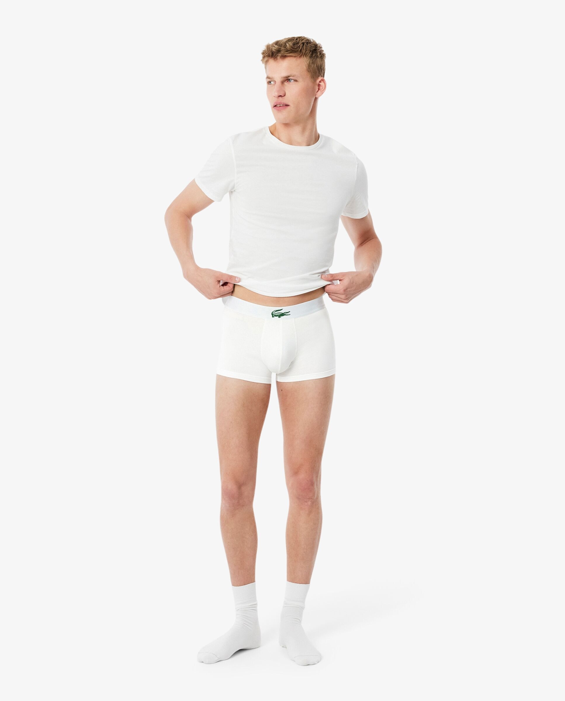 Pack de 3 calzoncillos de algodón con logo en la cintura - Lacoste - Blanco Blanco-4