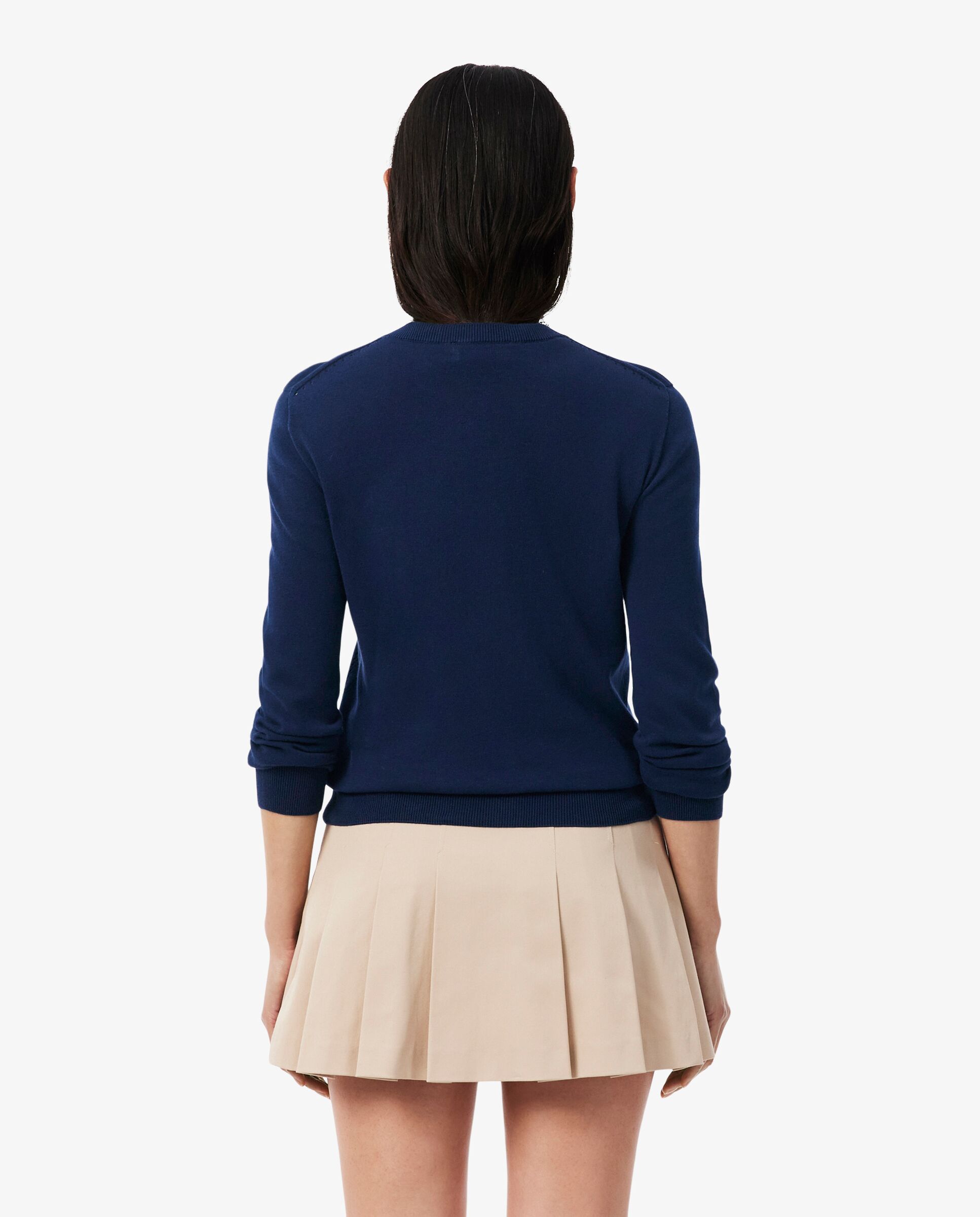 Chaqueta de mujer de punto de algodón de punto de canalé 3d en azul de manga larga - Lacoste - Azul marino Azul marino-2