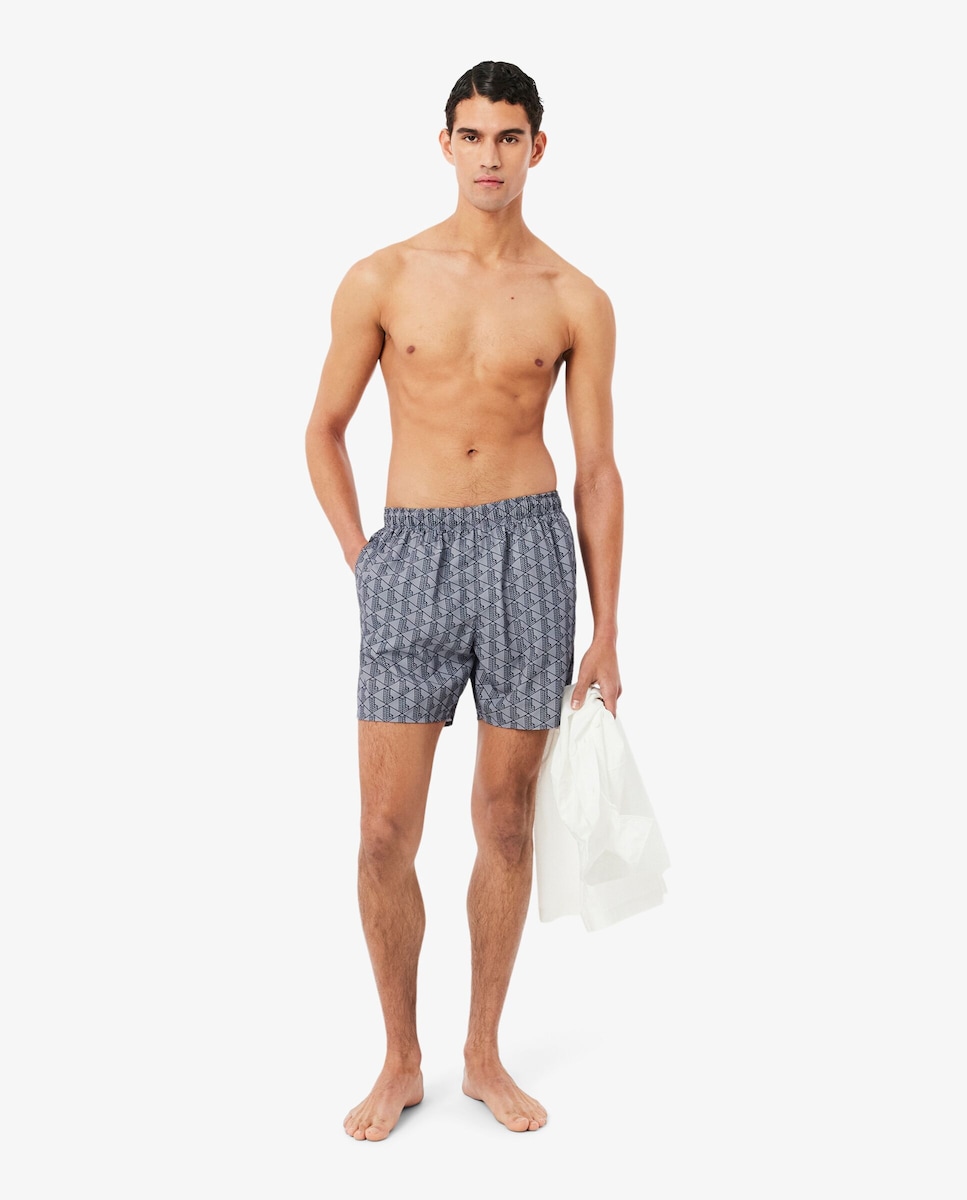 Bermuda de baño de hombre con estampado Gris