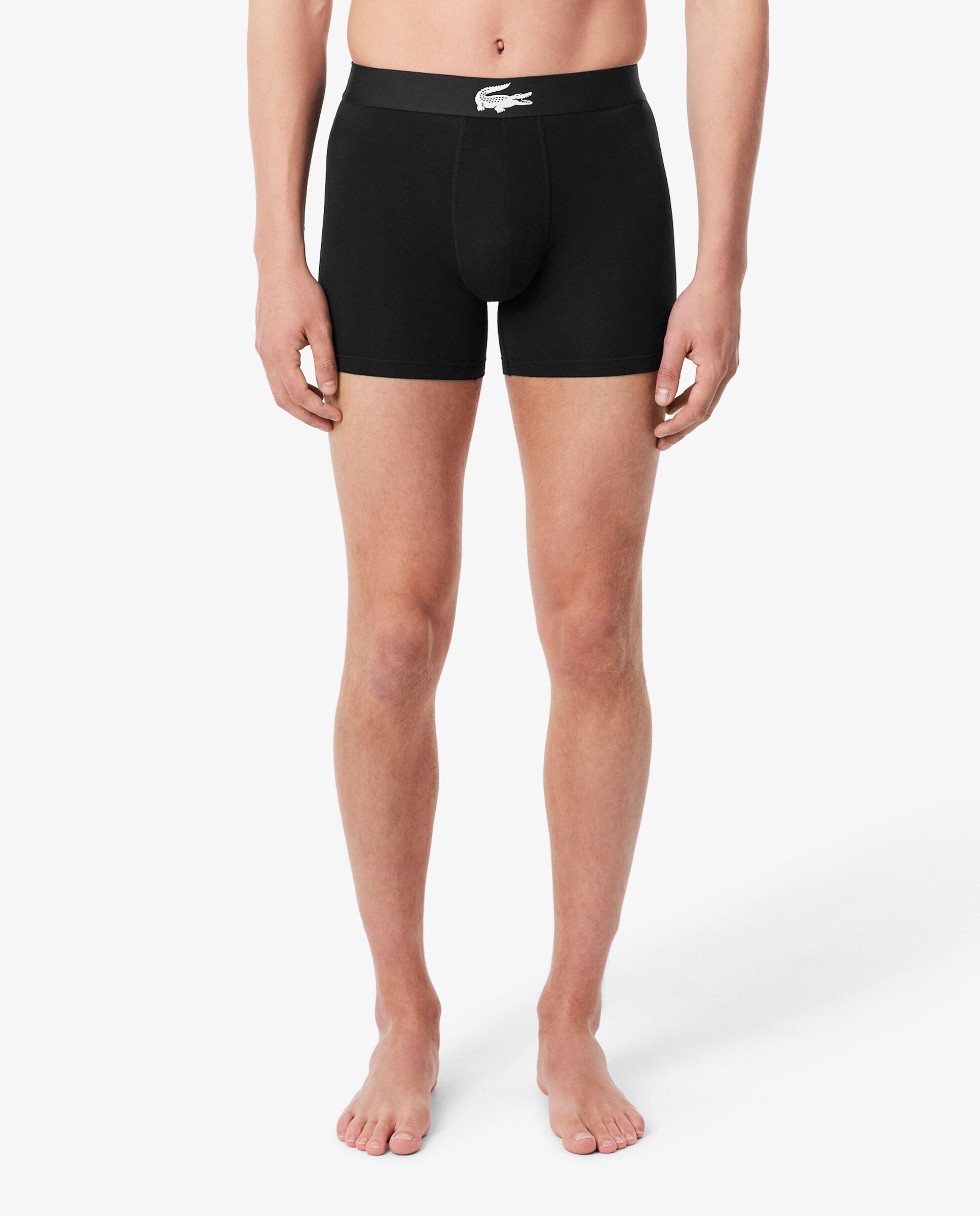 Pack de hombre de 3 calzoncillos de hombre tipo bóxer de hombre de punto jersey de hombre elástico en blanco - Lacoste - Negro Negro-3