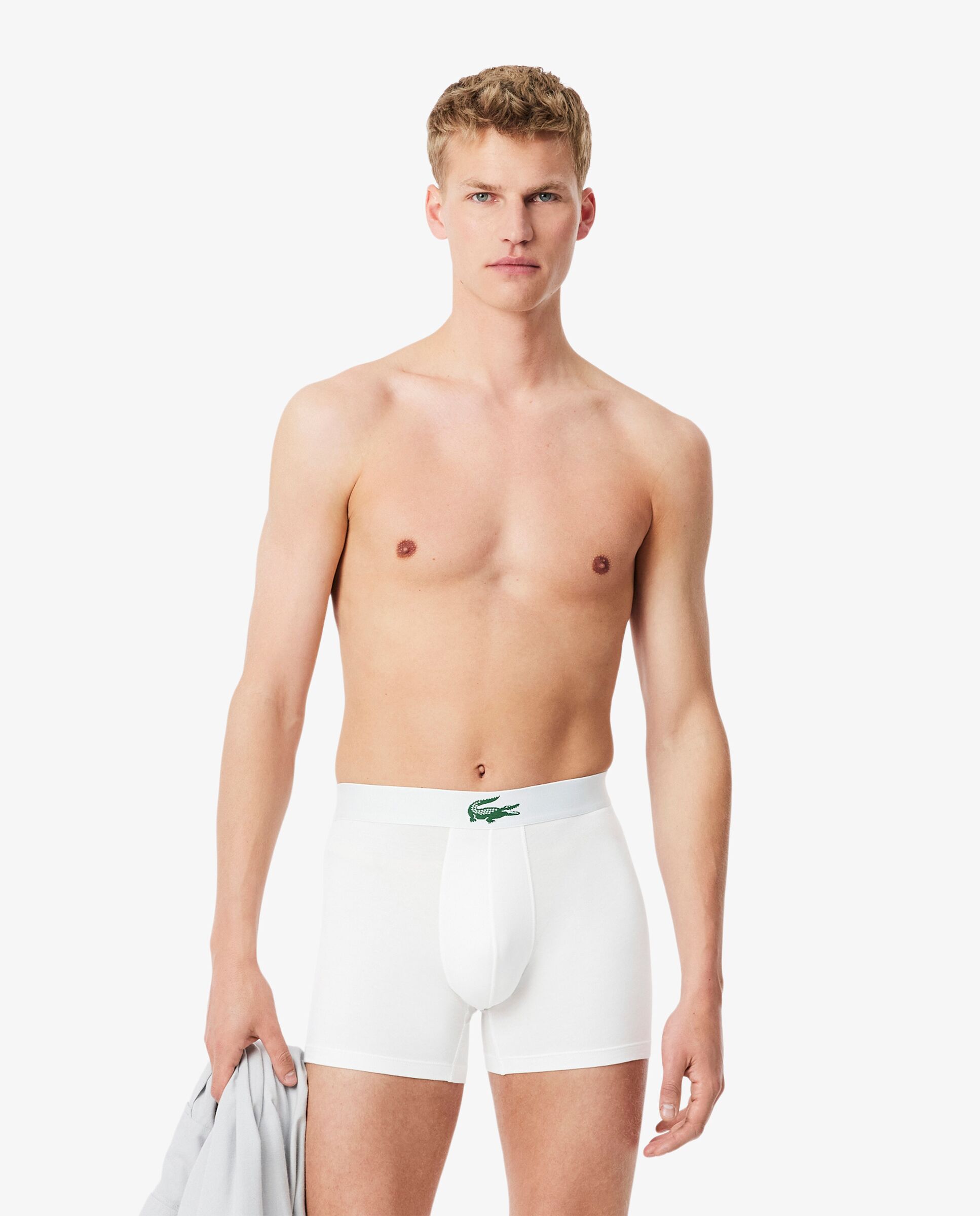 Pack de hombre de 3 calzoncillos de hombre tipo bóxer de hombre de punto jersey de hombre elástico en - Lacoste - Blanco Blanco-1