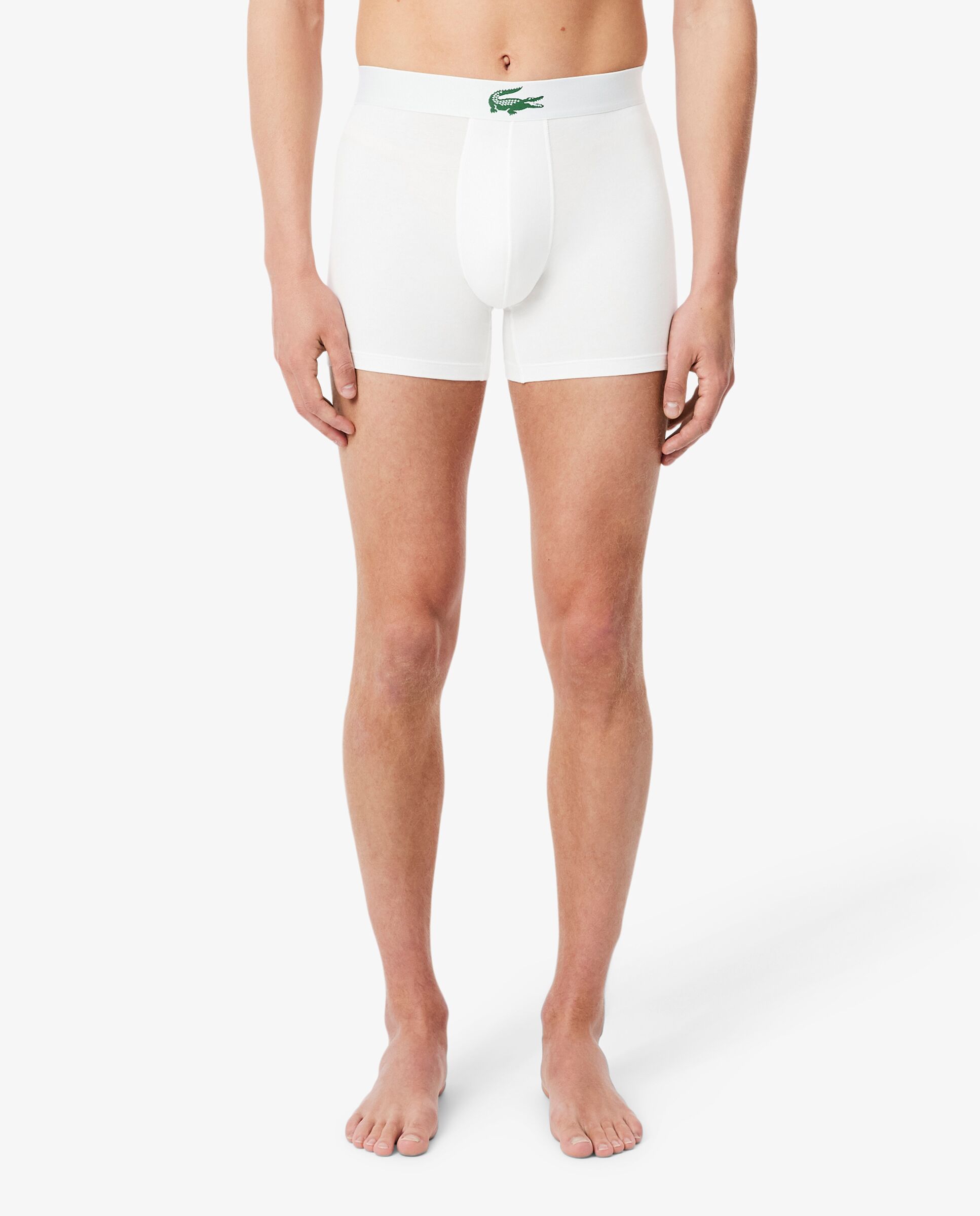 Pack de hombre de 3 calzoncillos de hombre tipo bóxer de hombre de punto jersey de hombre elástico en - Lacoste - Blanco Blanco-3