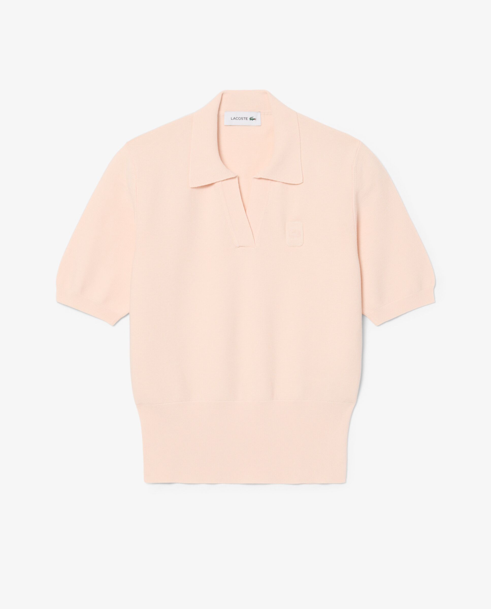 Polo de mujer de punto de cuello abierto con insignia y corte regular en azul de manga corta - Lacoste - Rosa Rosa-6
