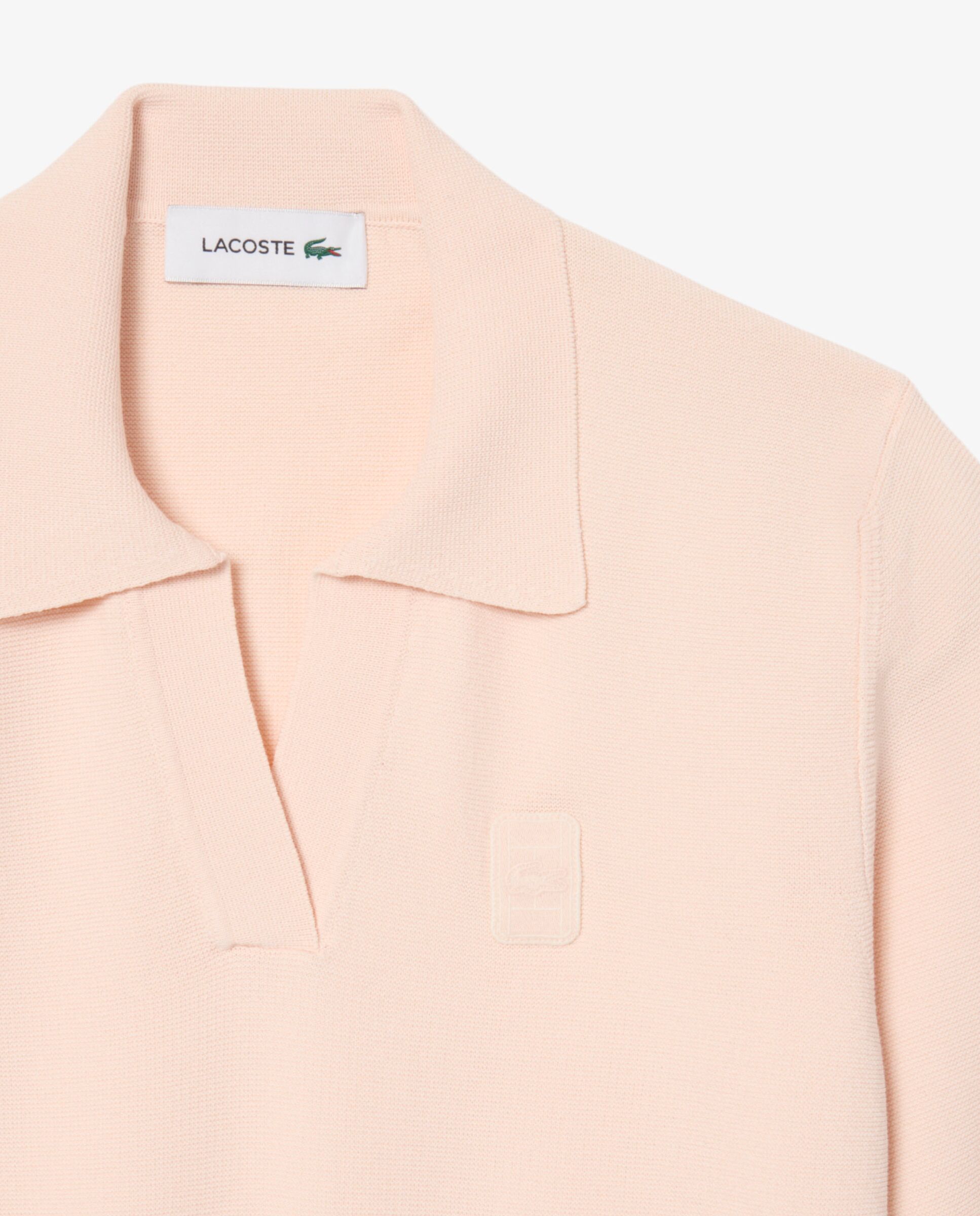 Polo de mujer de punto de cuello abierto con insignia y corte regular en azul de manga corta - Lacoste - Rosa Rosa-5