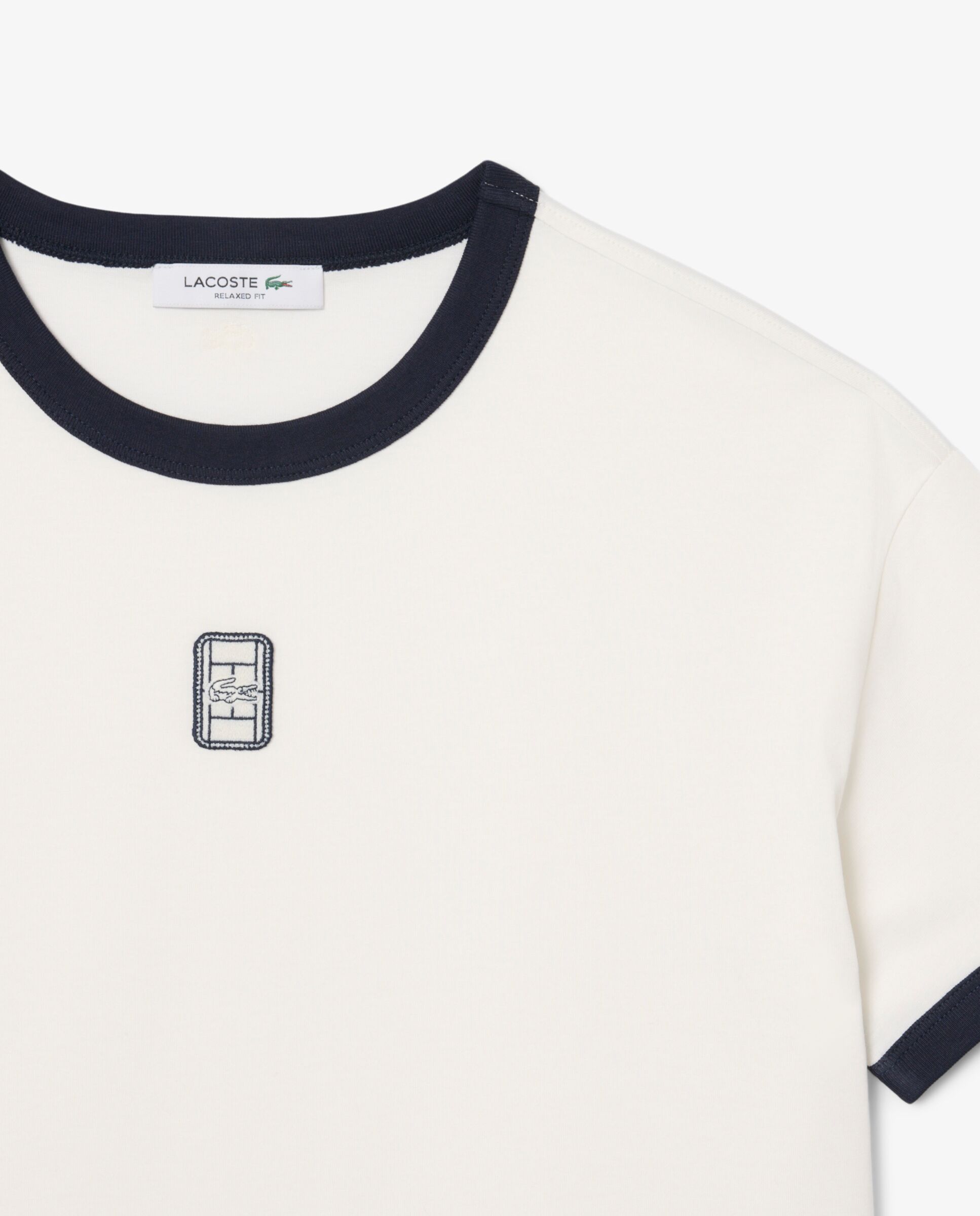 Camiseta de mujer de punto con insignia bordada en blanco de manga corta - Lacoste - Azul marino Azul marino-5