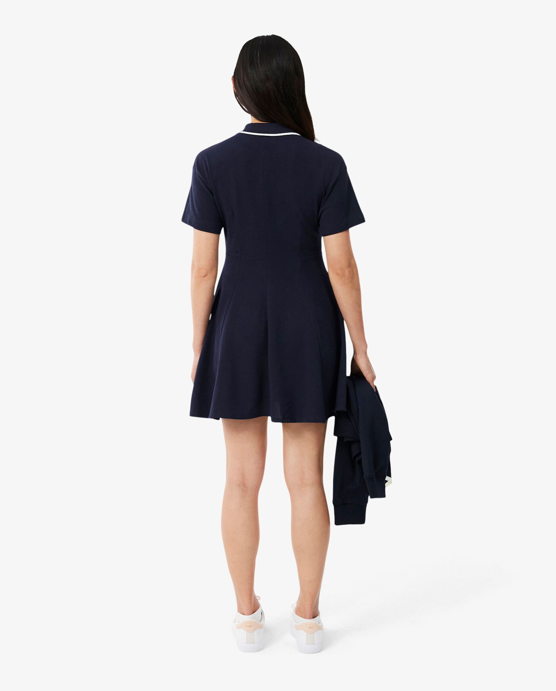 Vestido de petit piqué de vuelo con insignia en azul de manga corta - Lacoste - Azul marino Azul marino-2