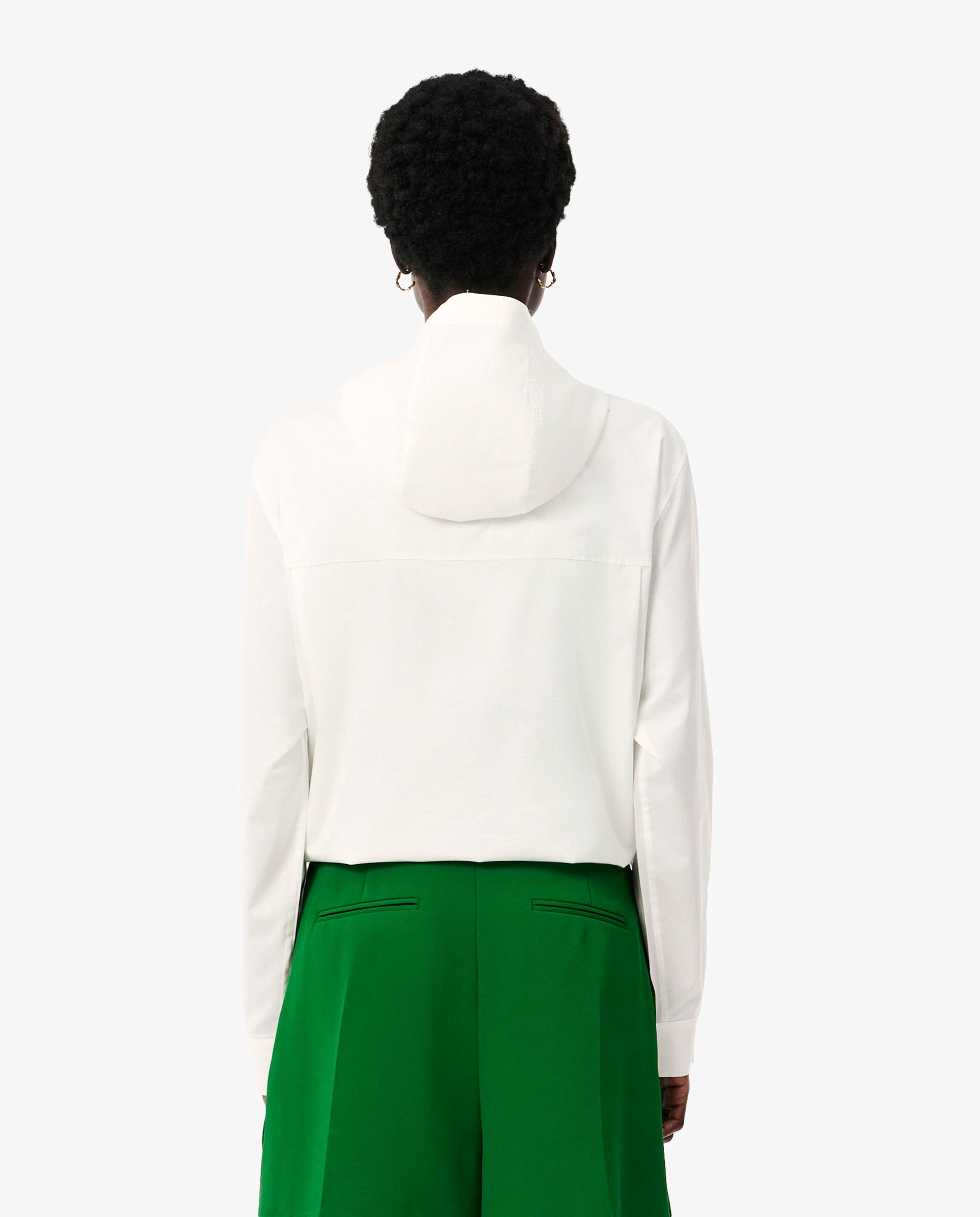Chaqueta de mujer exterior oversize con capucha de algodón en blanco de manga larga - Lacoste - Blanco Blanco-2