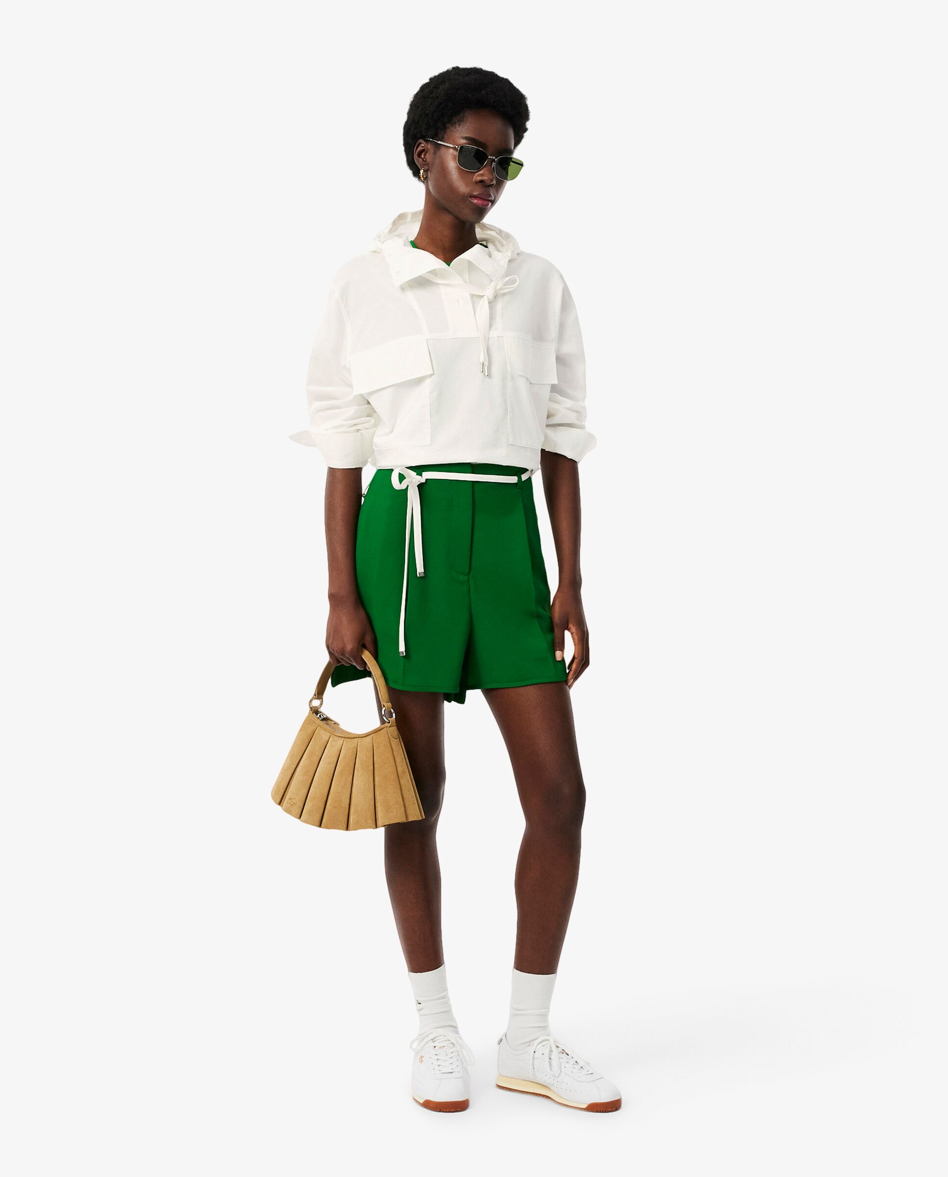 Chaqueta de mujer exterior oversize con capucha de algodón en blanco de manga larga - Lacoste - Blanco Blanco-4