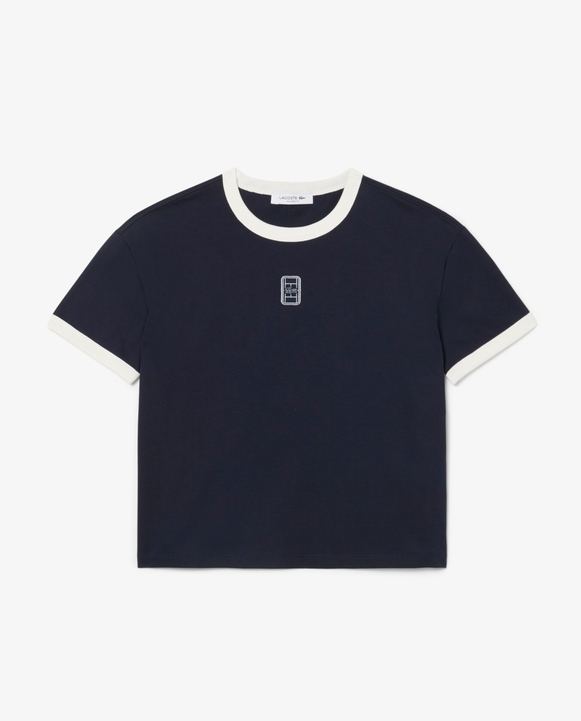 Camiseta de mujer de punto con insignia bordada en blanco de manga corta - Lacoste - Blanco Blanco-6