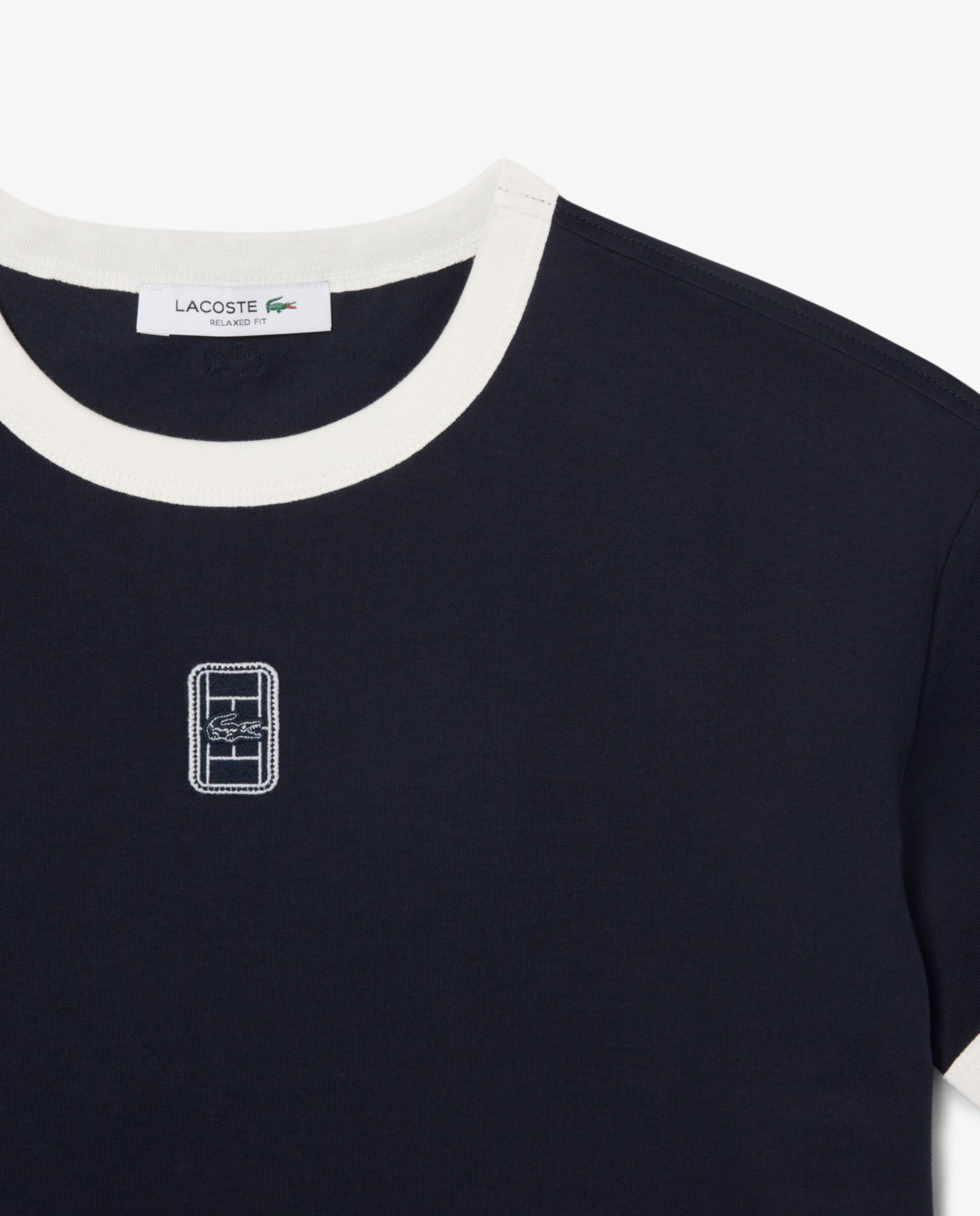 Camiseta de mujer de punto con insignia bordada en blanco de manga corta - Lacoste - Blanco Blanco-5