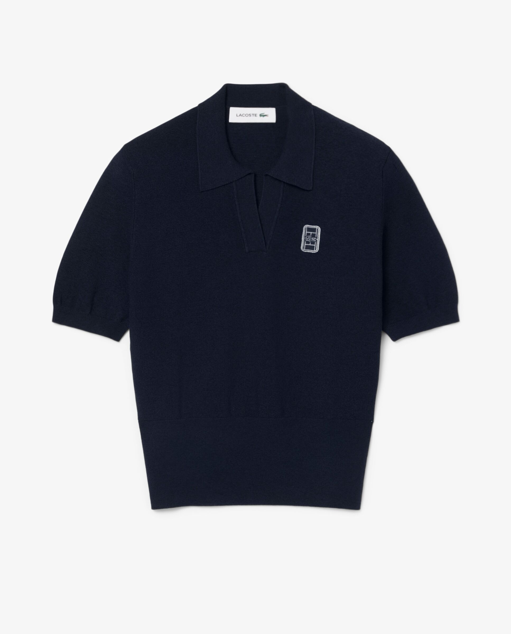 Polo de mujer de punto de cuello abierto con insignia y corte regular en azul de manga corta - Lacoste - Azul marino Azul marino-6