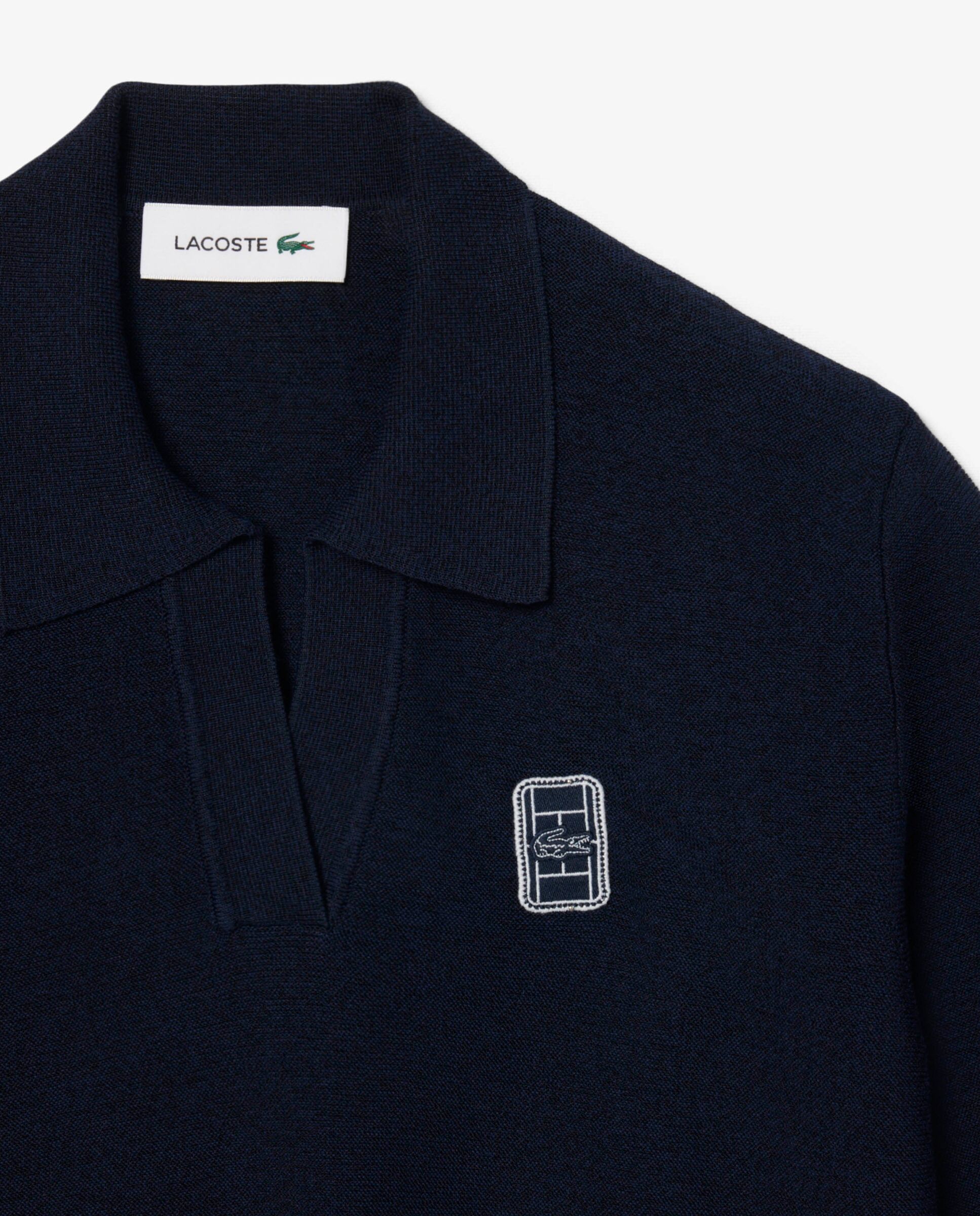 Polo de mujer de punto de cuello abierto con insignia y corte regular en azul de manga corta - Lacoste - Azul marino Azul marino-5