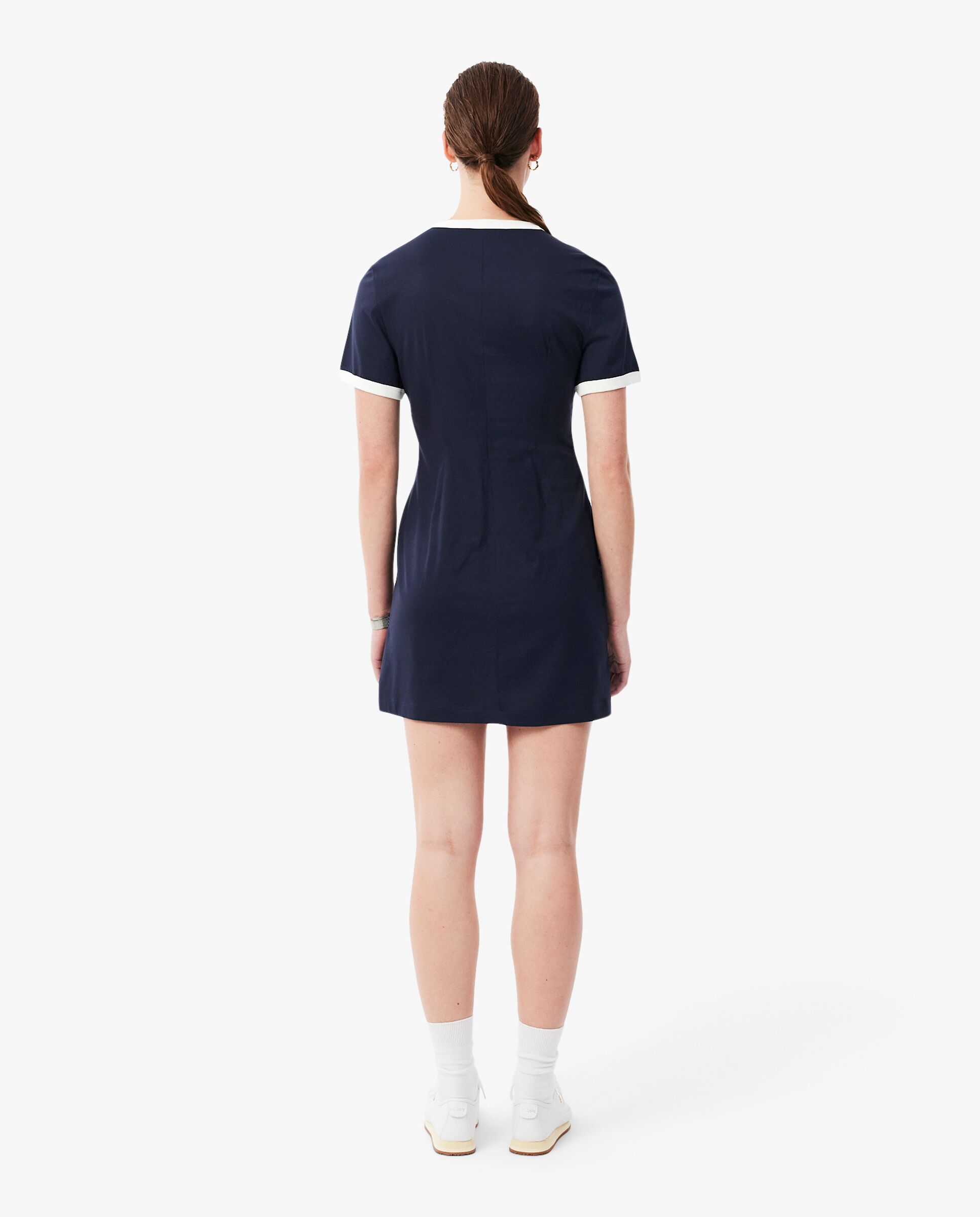 Vestido camisero de algodón con insignia en azul - Lacoste - Blanco Blanco-2