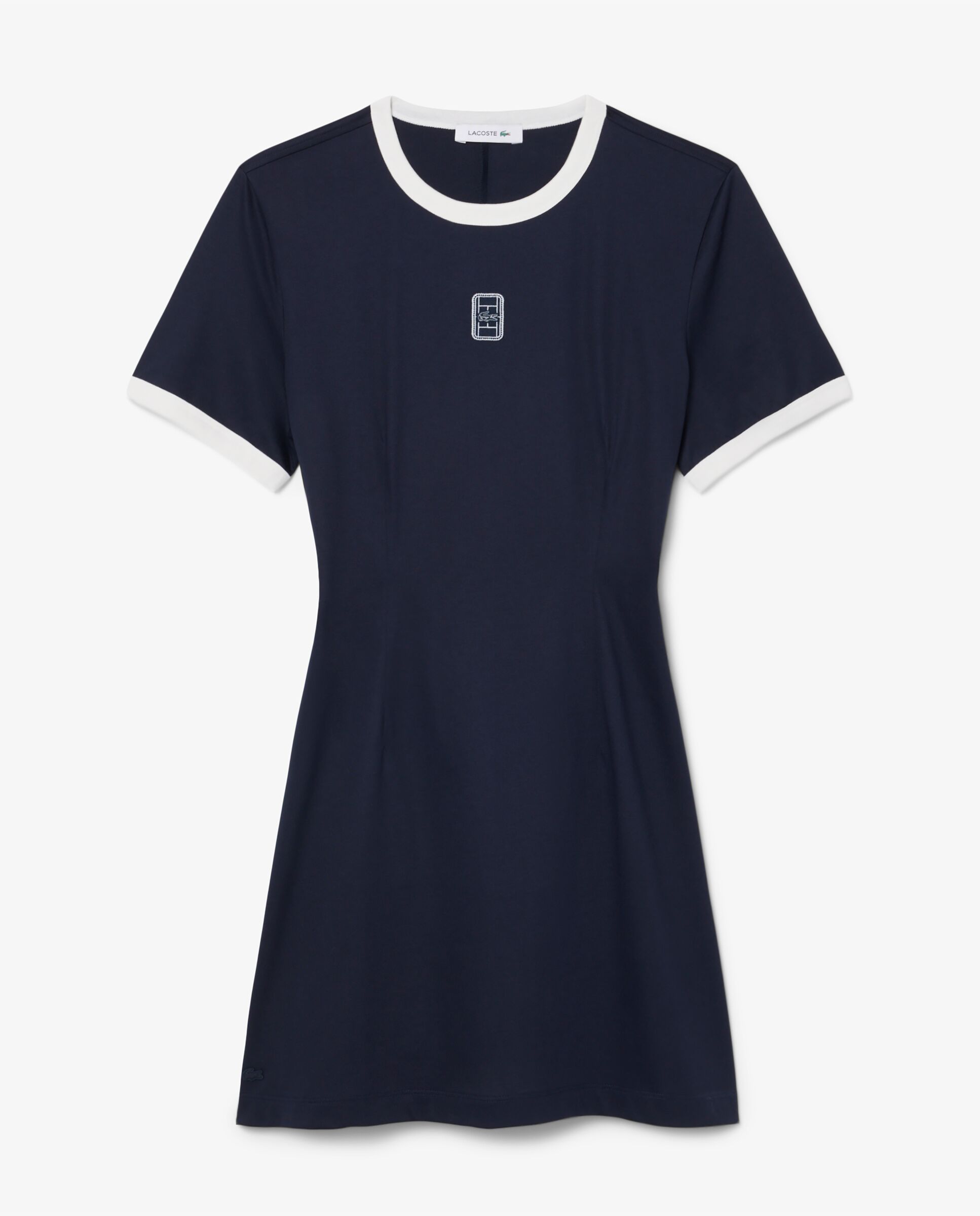 Vestido camisero de algodón con insignia en azul - Lacoste - Blanco Blanco-6