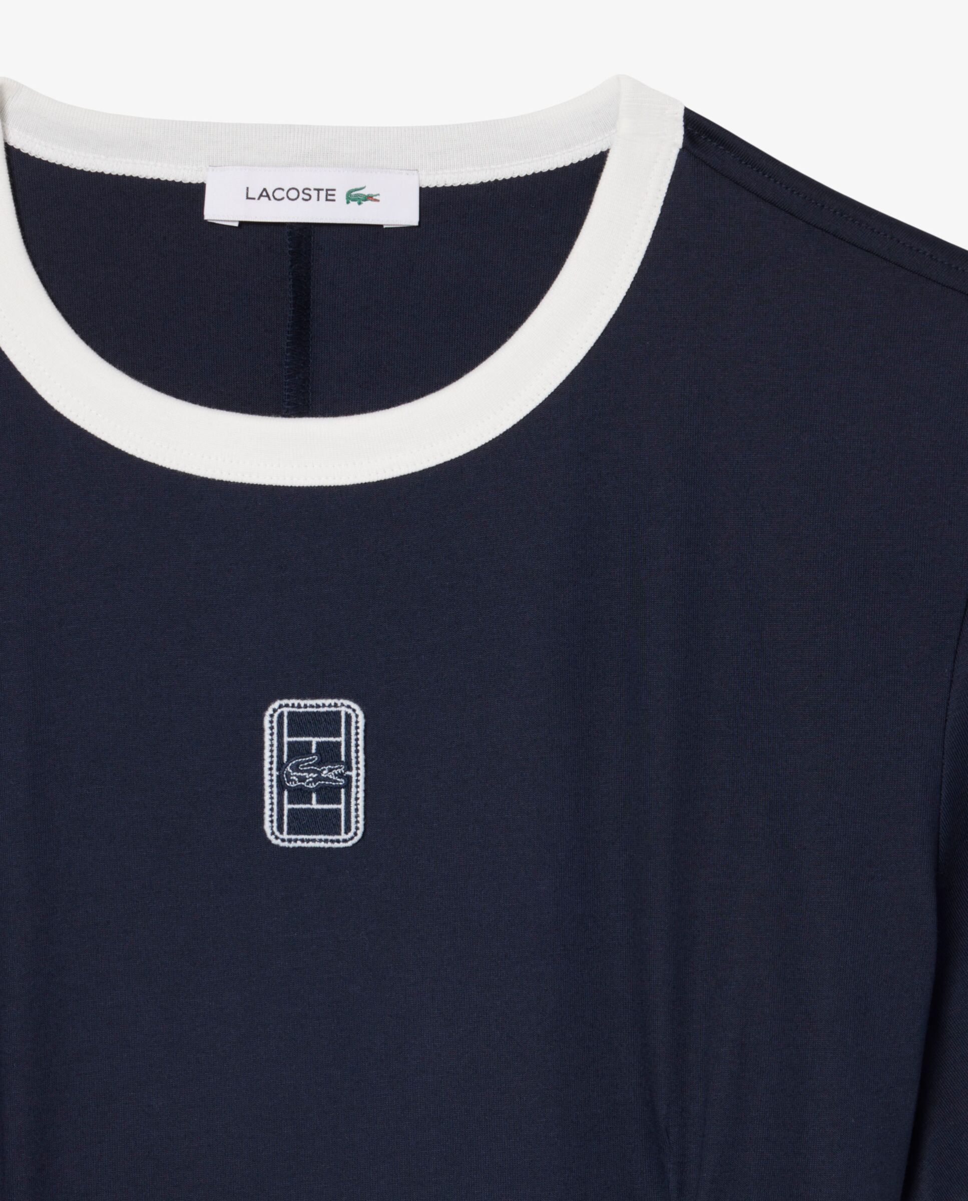 Vestido camisero de algodón con insignia en azul - Lacoste - Blanco Blanco-5