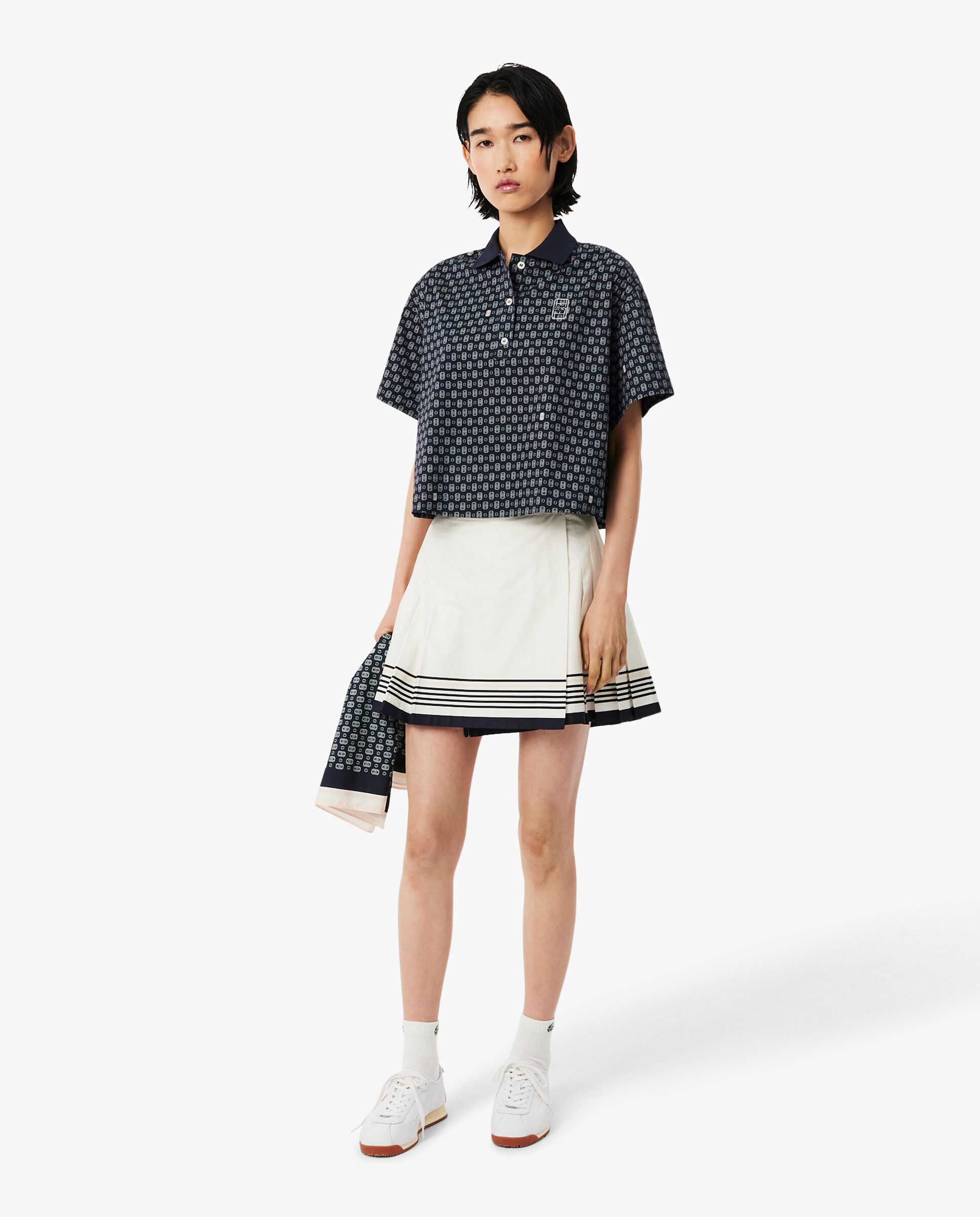 Falda corta tipo sobre plisada en rojo - Lacoste - Blanco Blanco-1