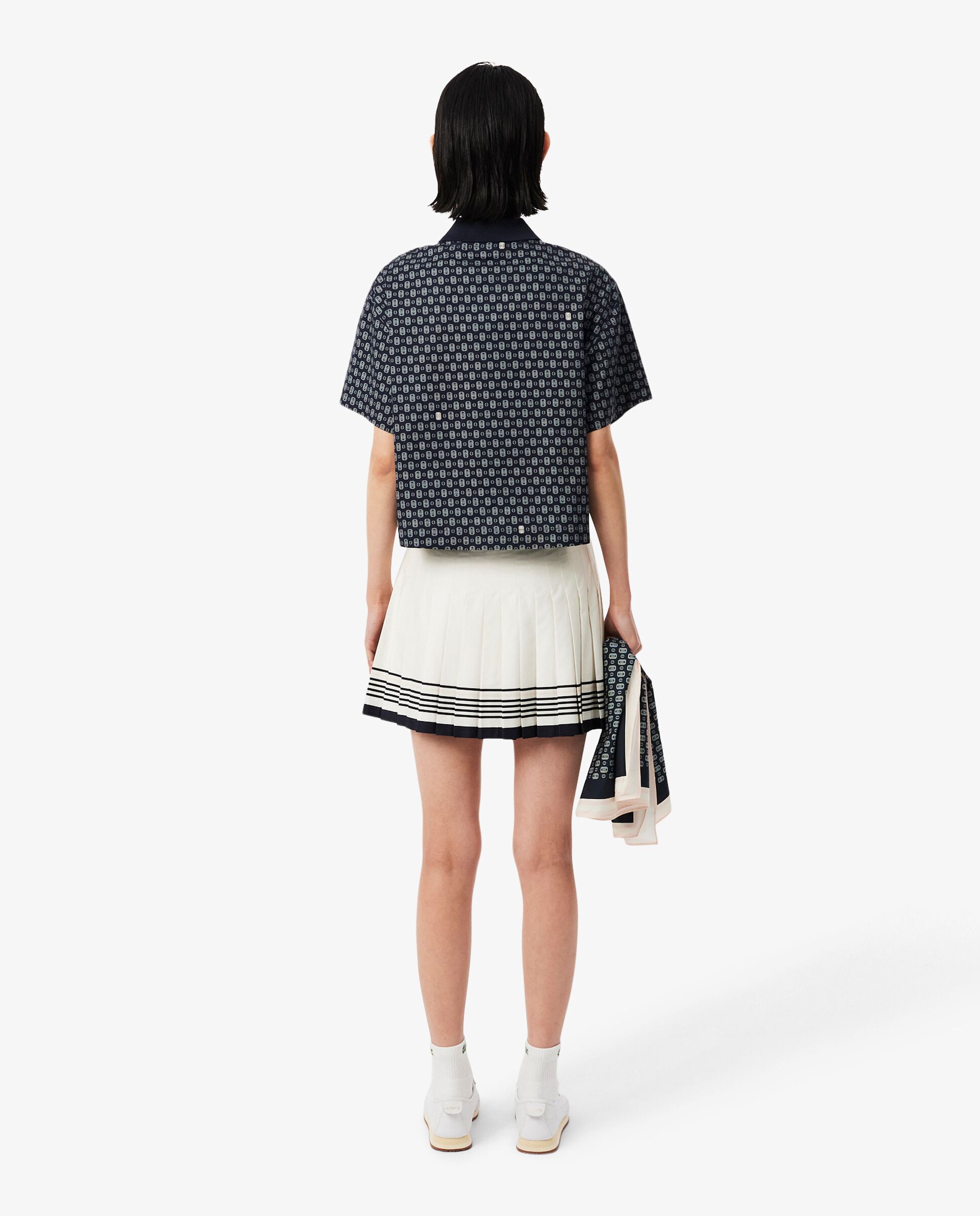 Falda corta tipo sobre plisada en rojo - Lacoste - Blanco Blanco-2
