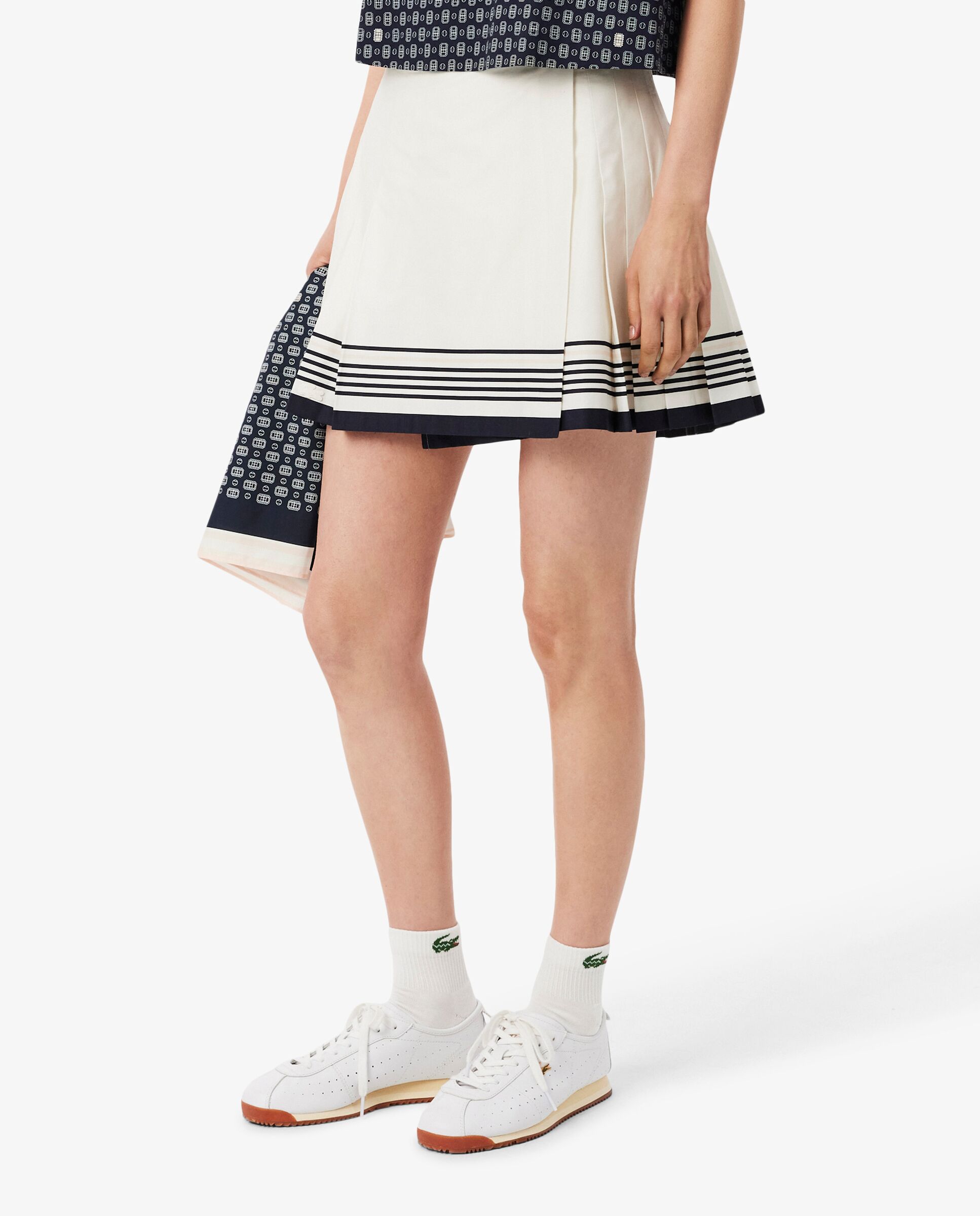 Falda corta tipo sobre plisada en rojo - Lacoste - Blanco Blanco-3
