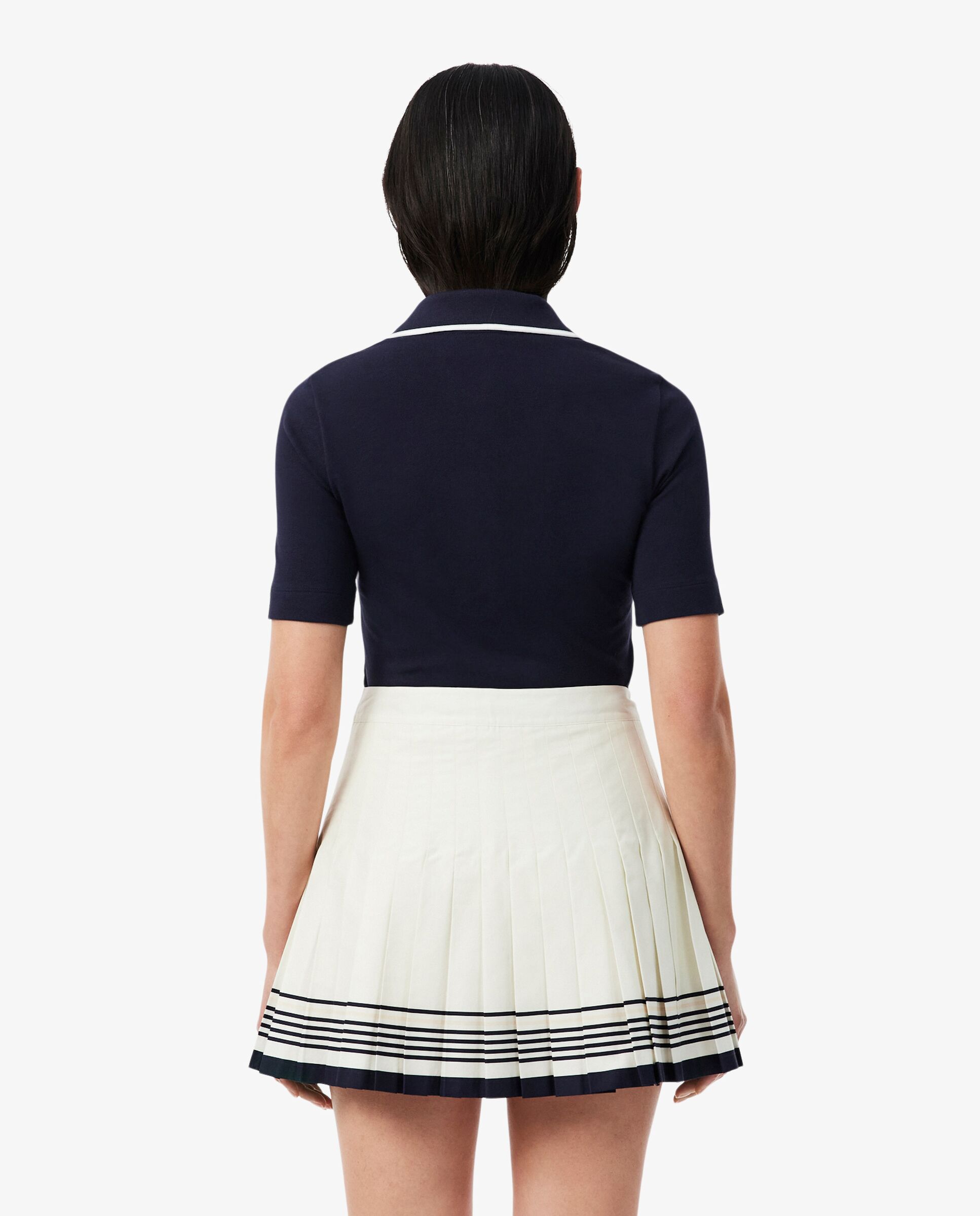 Polo de mujer con insignia en dos tonos de corte ajustado en rosa de manga corta - Lacoste - Azul marino Azul marino-2