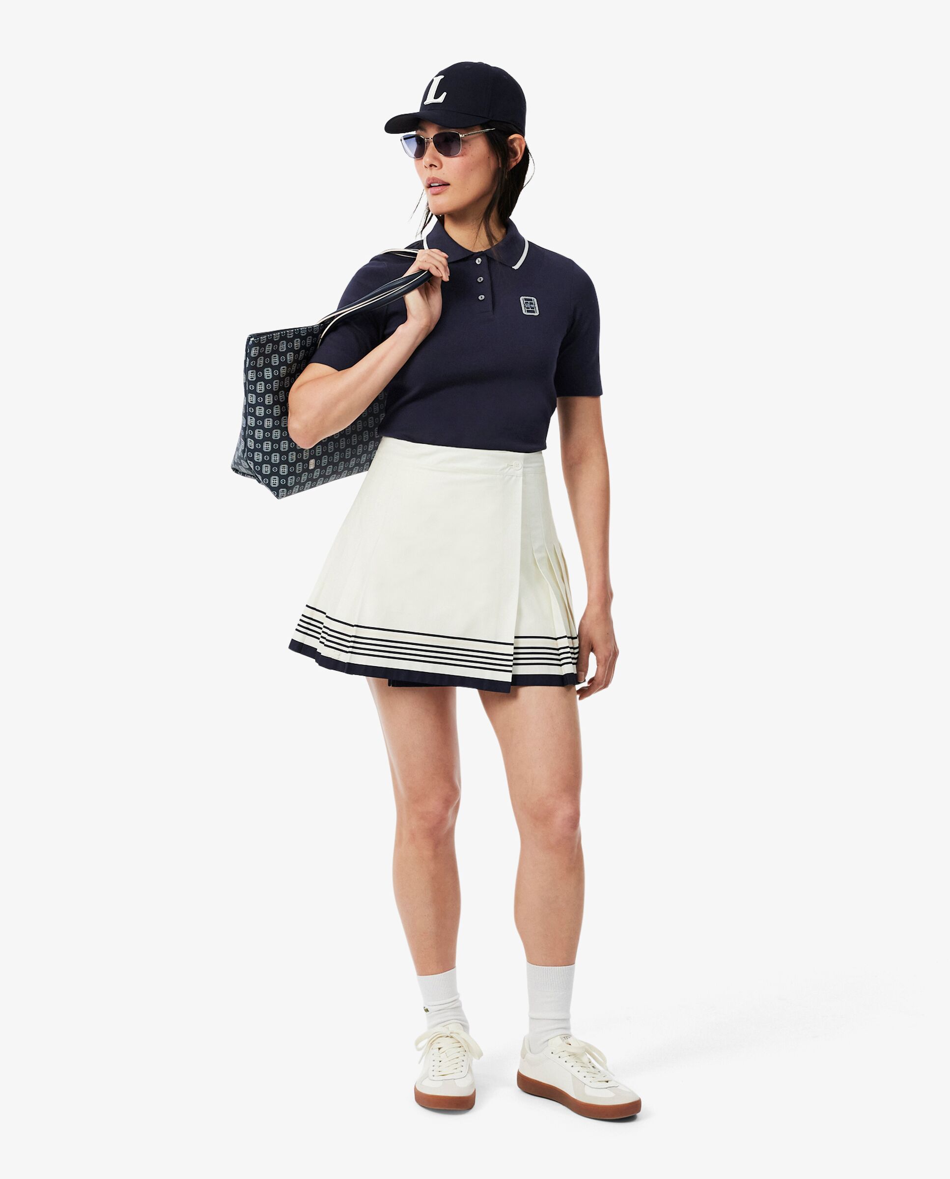 Polo de mujer con insignia en dos tonos de corte ajustado en rosa de manga corta - Lacoste - Azul marino Azul marino-4