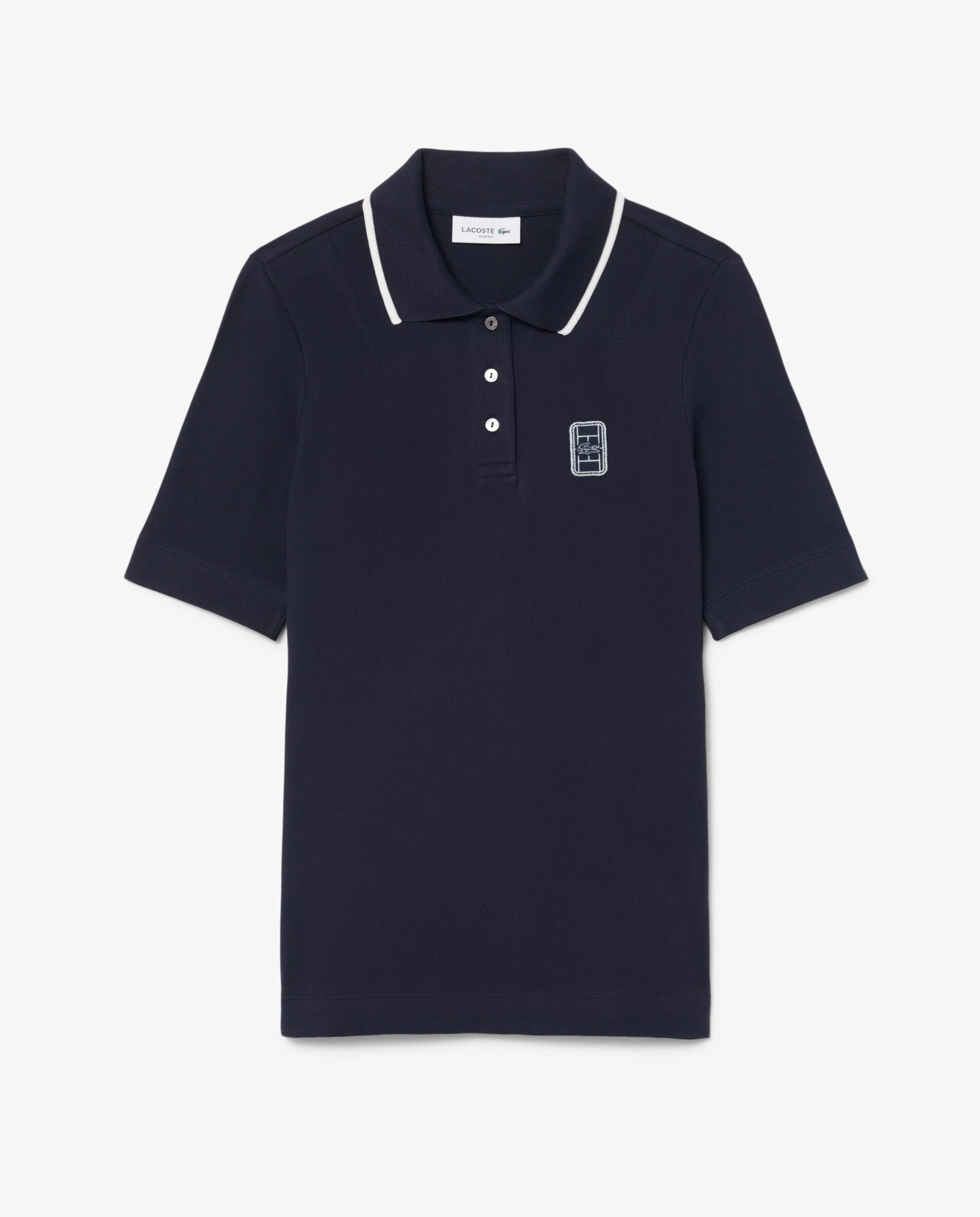 Polo de mujer con insignia en dos tonos de corte ajustado en rosa de manga corta - Lacoste - Azul marino Azul marino-6