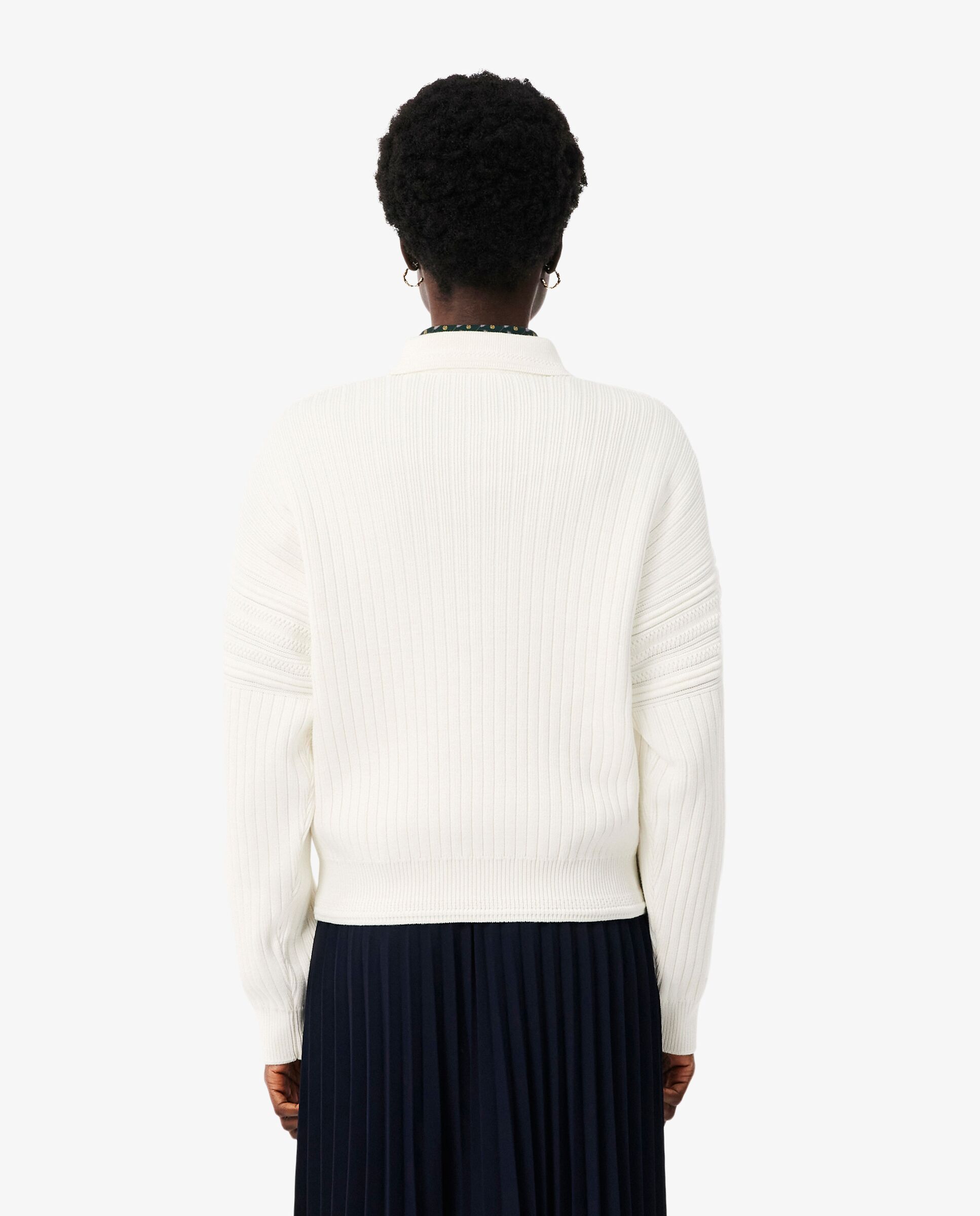 Con cuello polo de mujer de fabricación francesa en blanco de manga larga - Lacoste - Blanco Blanco-2