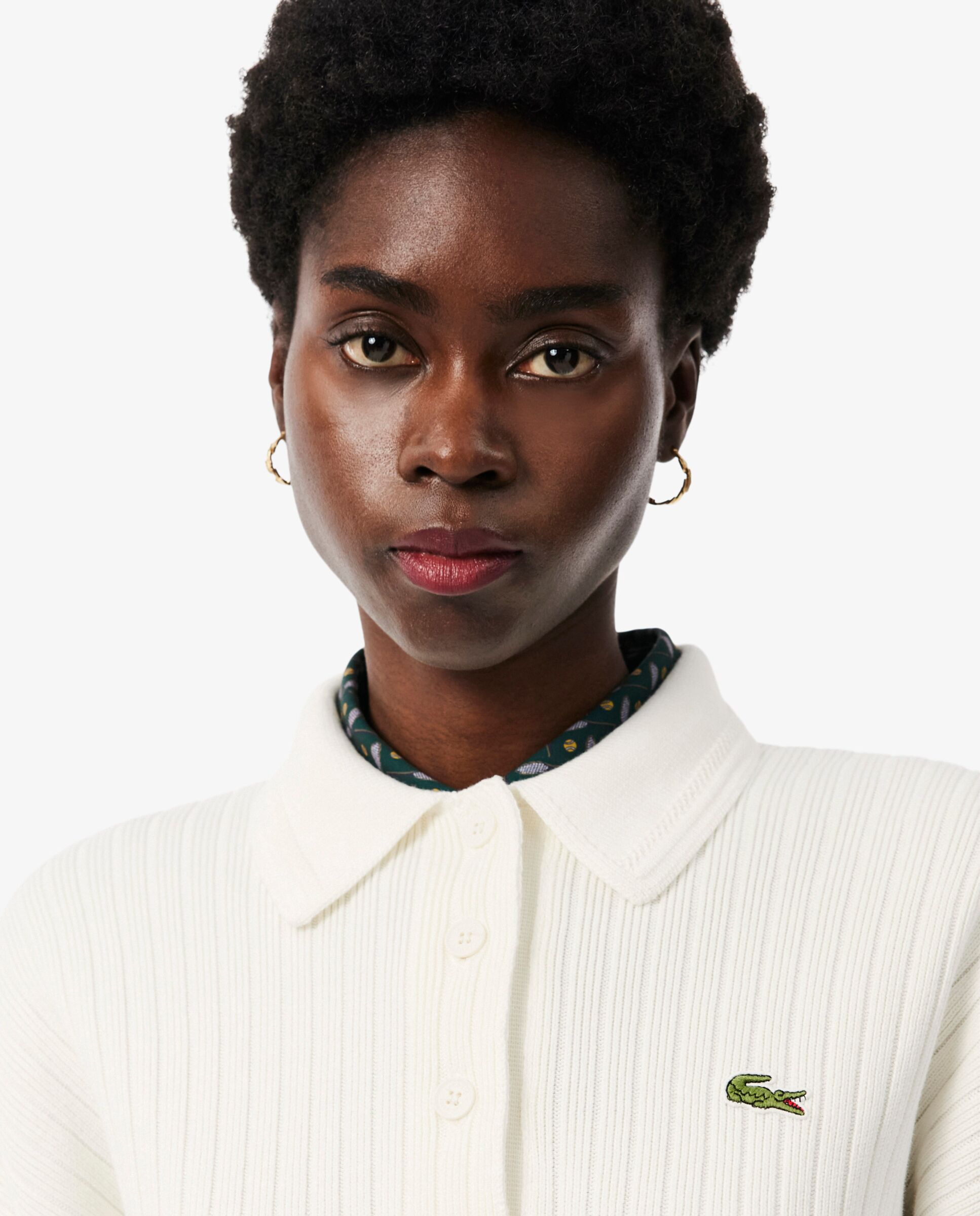 Con cuello polo de mujer de fabricación francesa en blanco de manga larga - Lacoste - Blanco Blanco-3