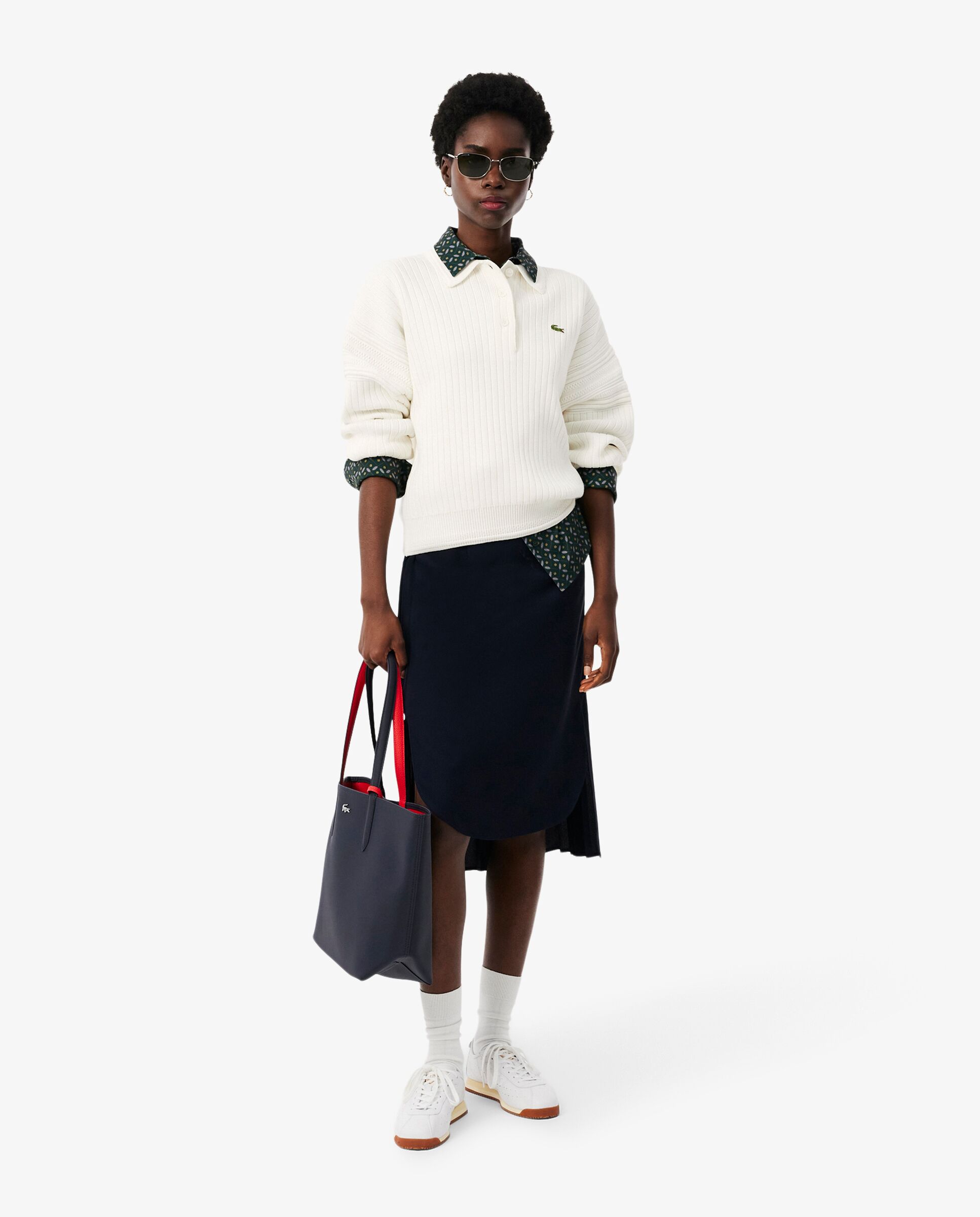 Con cuello polo de mujer de fabricación francesa en blanco de manga larga - Lacoste - Blanco Blanco-4
