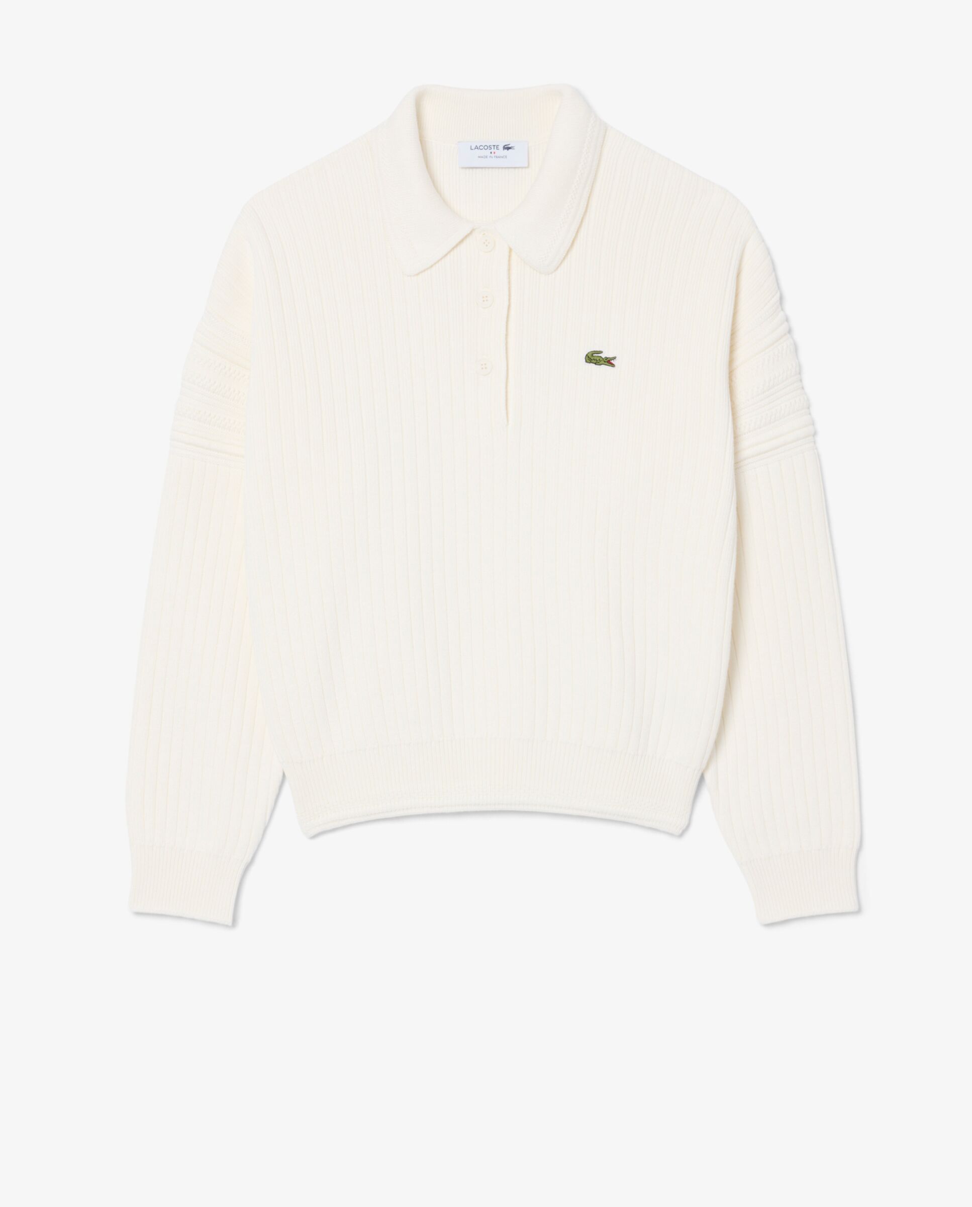 Con cuello polo de mujer de fabricación francesa en blanco de manga larga - Lacoste - Blanco Blanco-6