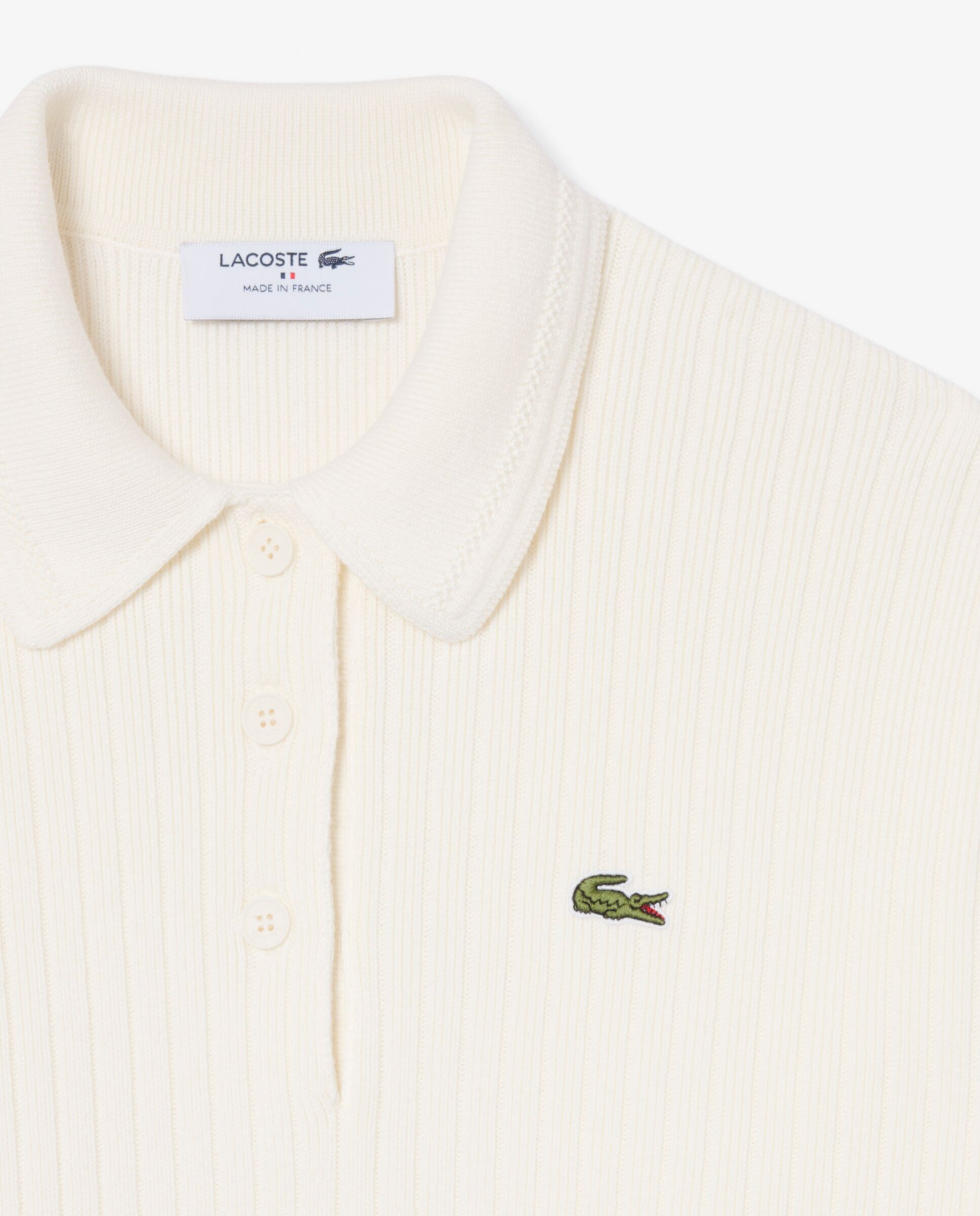 Con cuello polo de mujer de fabricación francesa en blanco de manga larga - Lacoste - Blanco Blanco-5