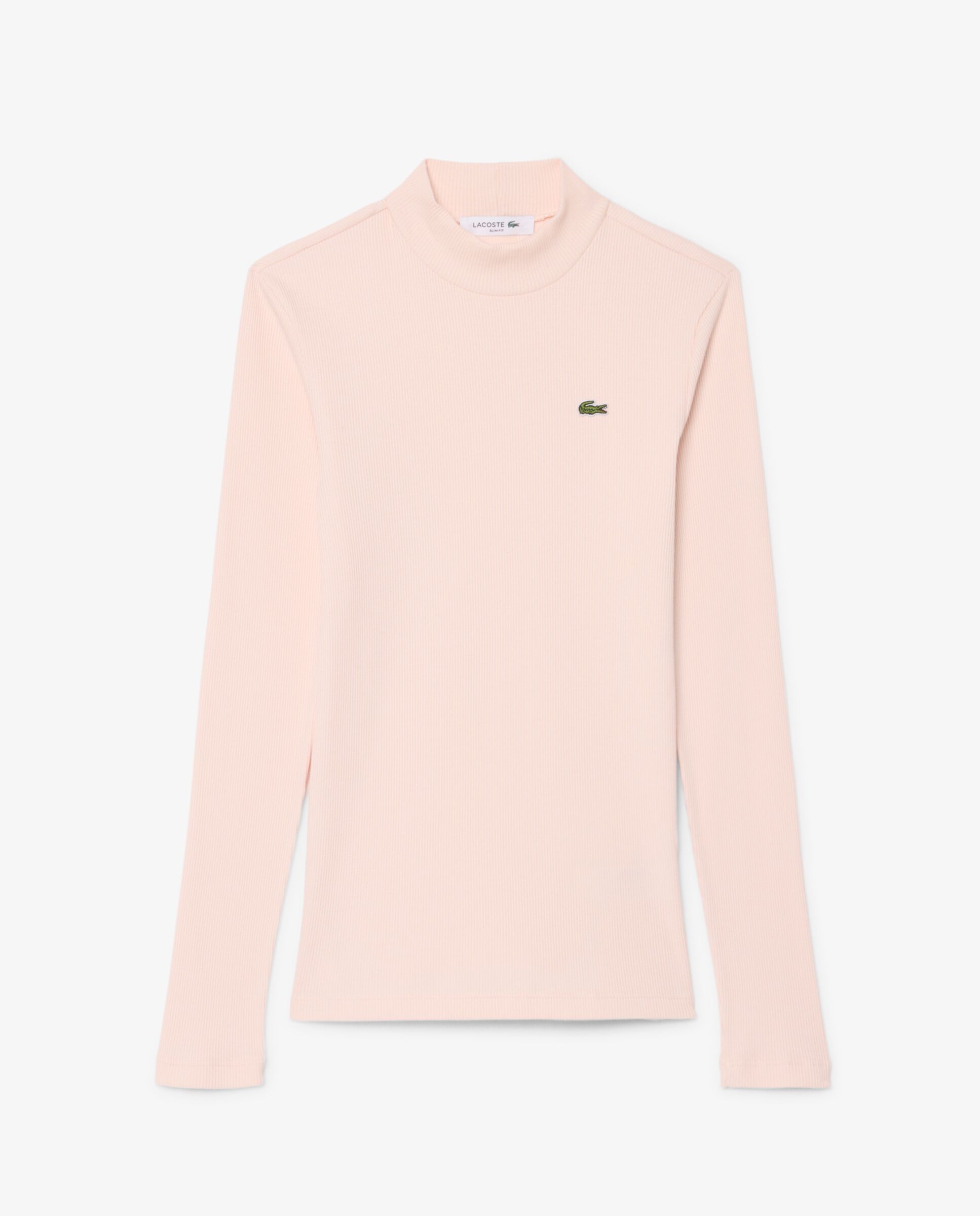 Camiseta de mujer de manga larga y cuello alto de corte ajustado en - Lacoste - Rosa Rosa-6