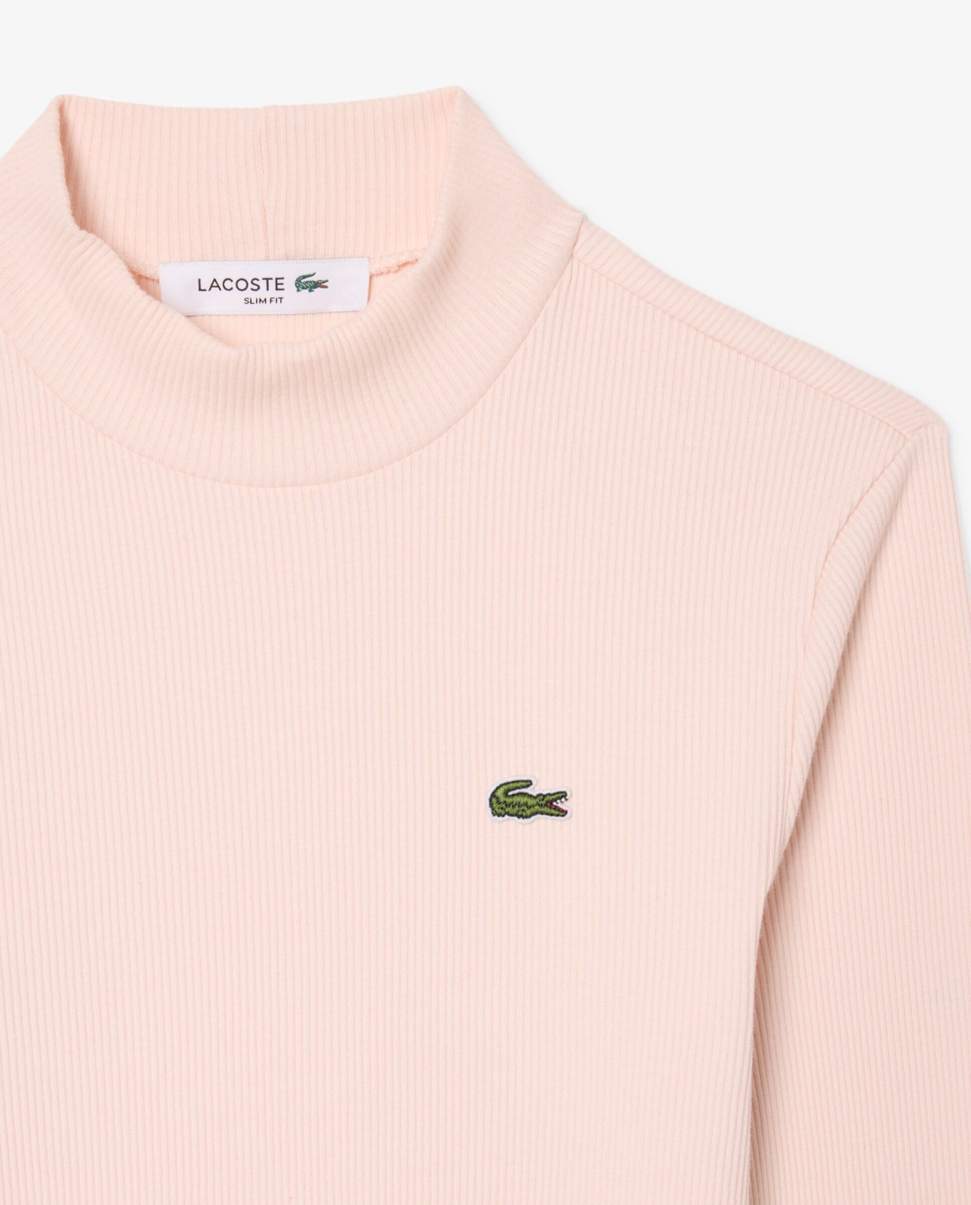 Camiseta de mujer de manga larga y cuello alto de corte ajustado en - Lacoste - Rosa Rosa-5