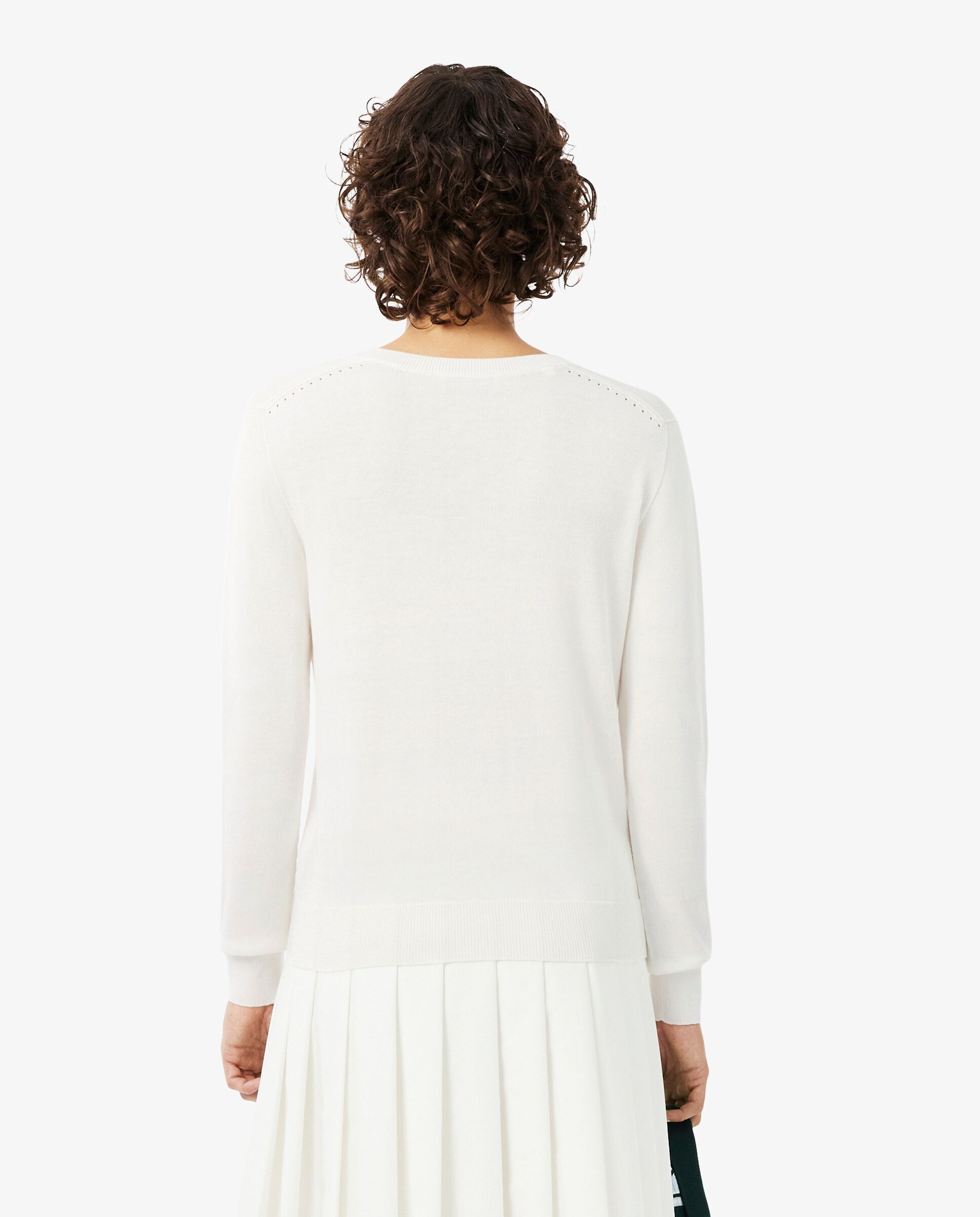 De cuello de pico de punto de canalé sin costuras en rosa - Lacoste - Blanco Blanco-2