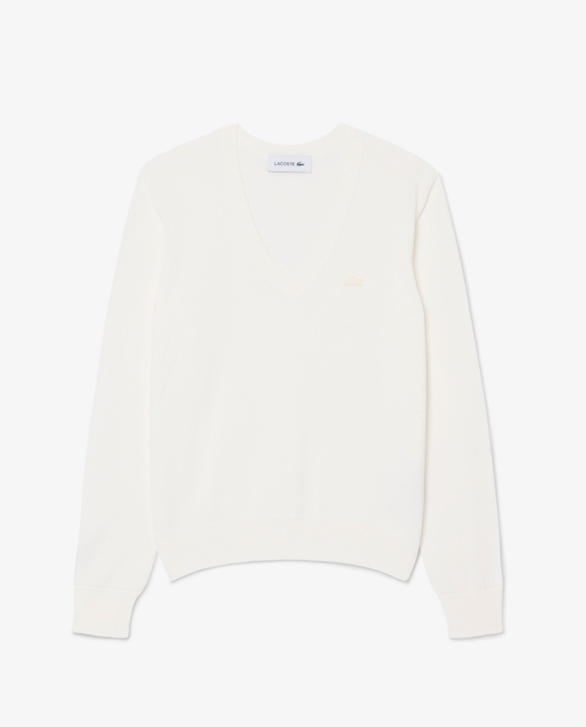 De cuello de pico de punto de canalé sin costuras en rosa - Lacoste - Blanco Blanco-6