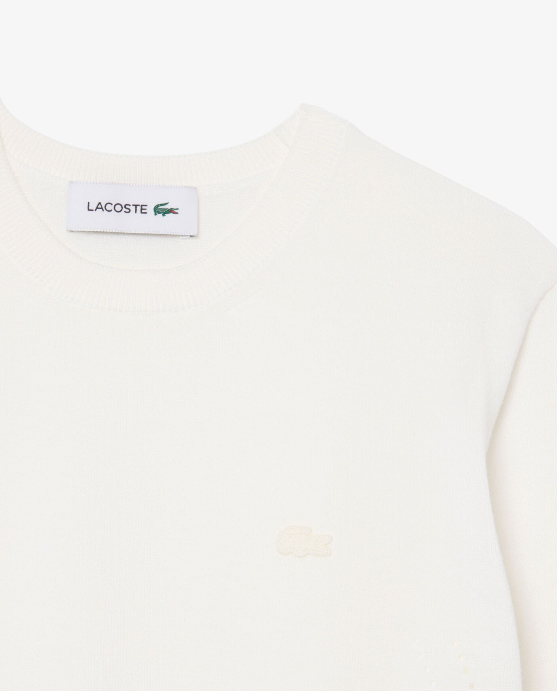 De cuello redondo de punto 3d en rosa de manga larga - Lacoste - Blanco Blanco-5