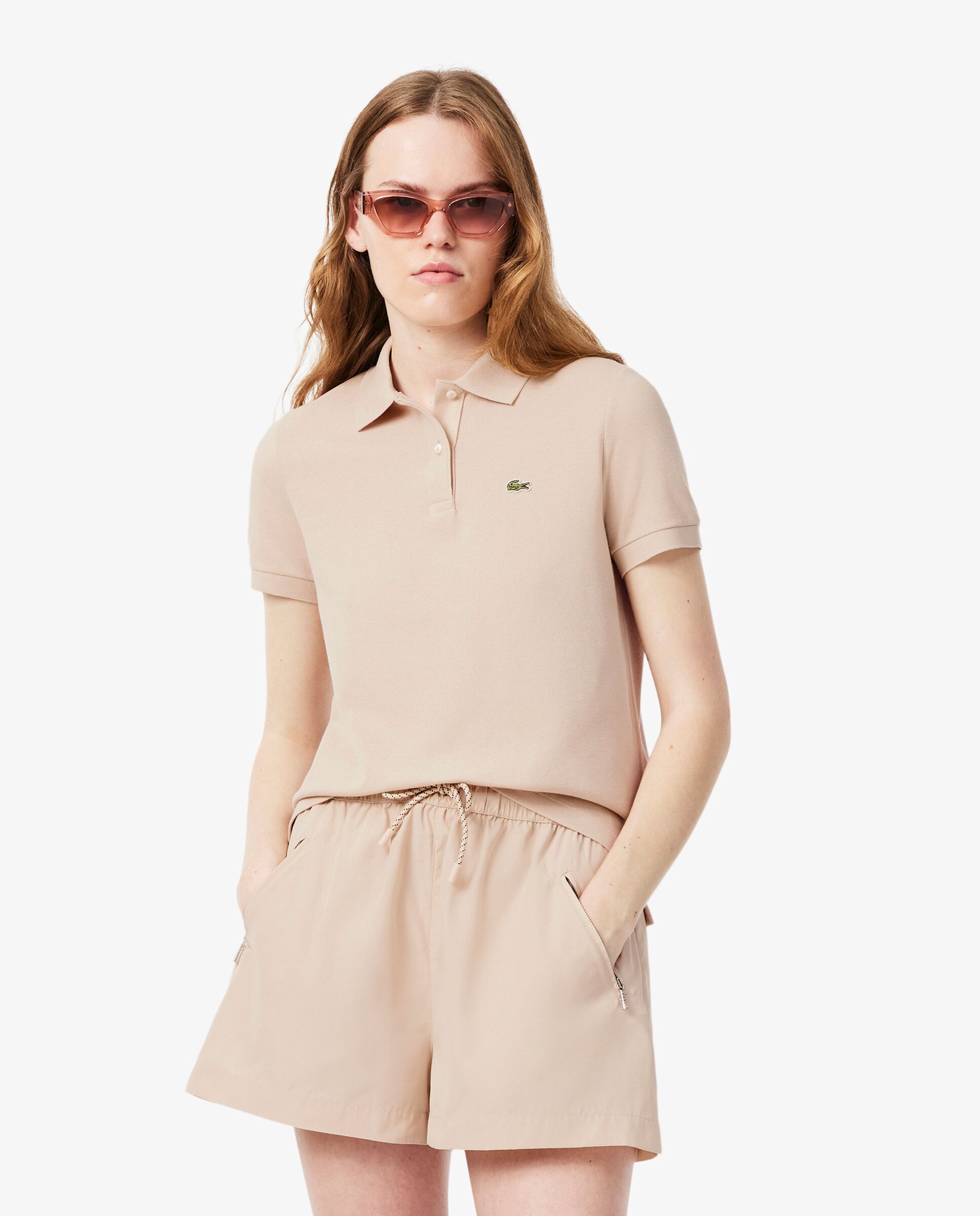 Polo de mujer de corte regular de petit piqué suave de manga corta - Lacoste - Beige Beige-1