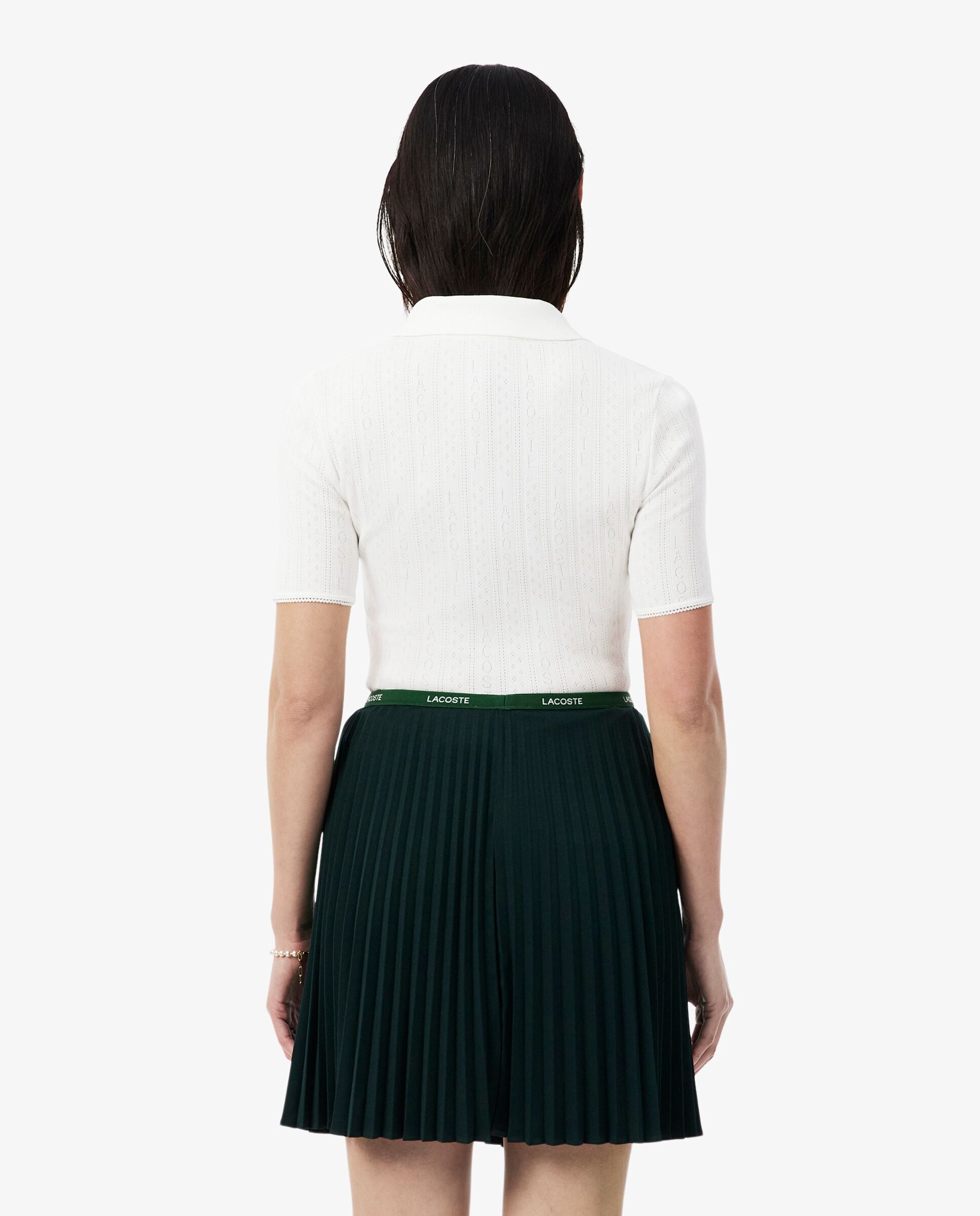 Polo de mujer de punto pointelle de corte ajustado en rosa de manga corta - Lacoste - Blanco Blanco-2