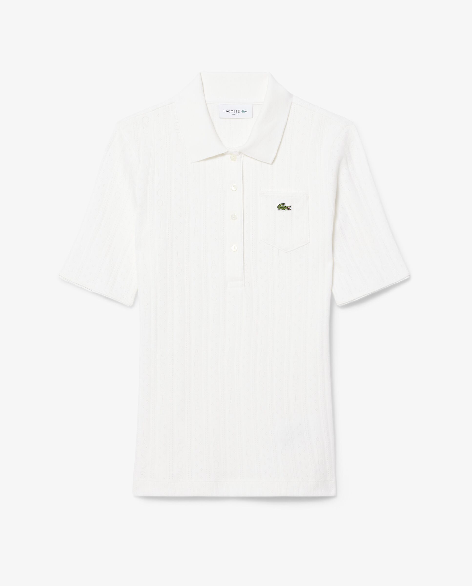 Polo de mujer de punto pointelle de corte ajustado en rosa de manga corta - Lacoste - Blanco Blanco-6