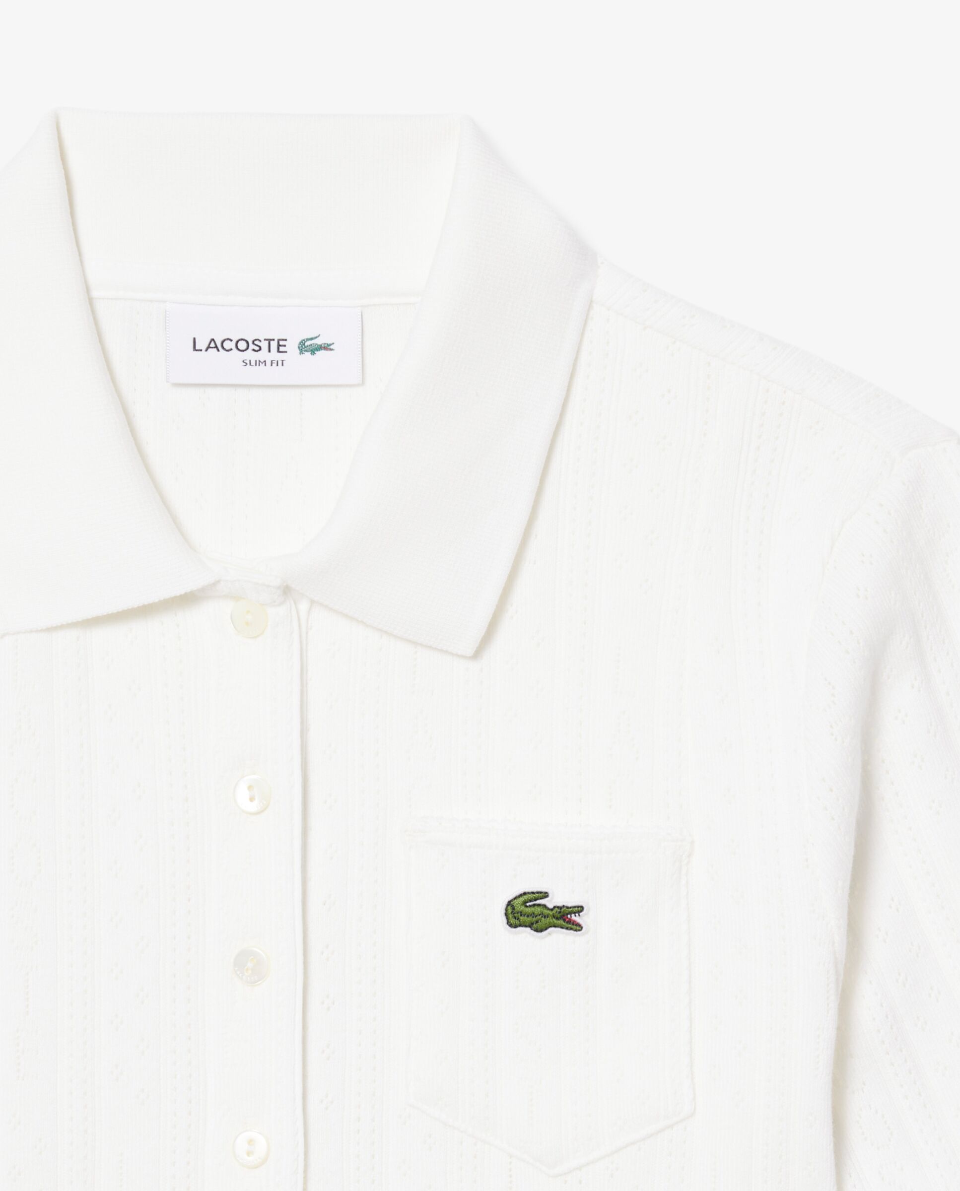 Polo de mujer de punto pointelle de corte ajustado en rosa de manga corta - Lacoste - Blanco Blanco-5