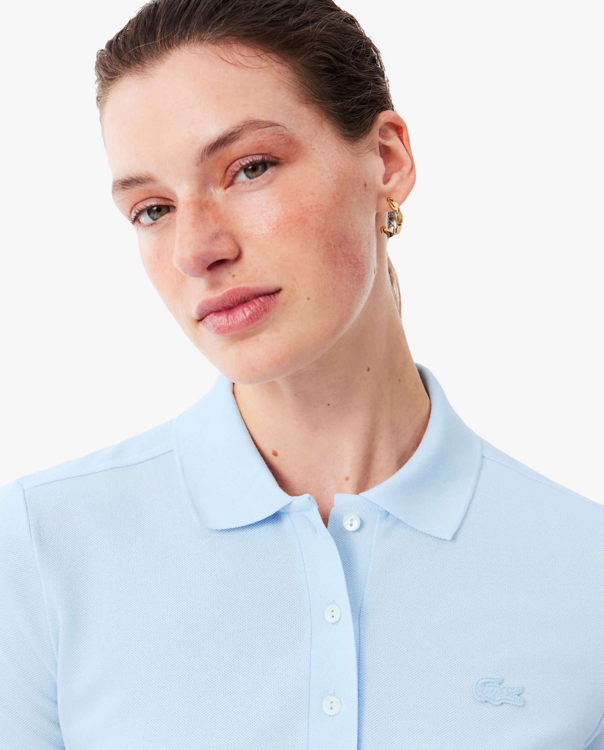Vestido polo de piqué elástico - Lacoste - Azul claro Azul claro-3