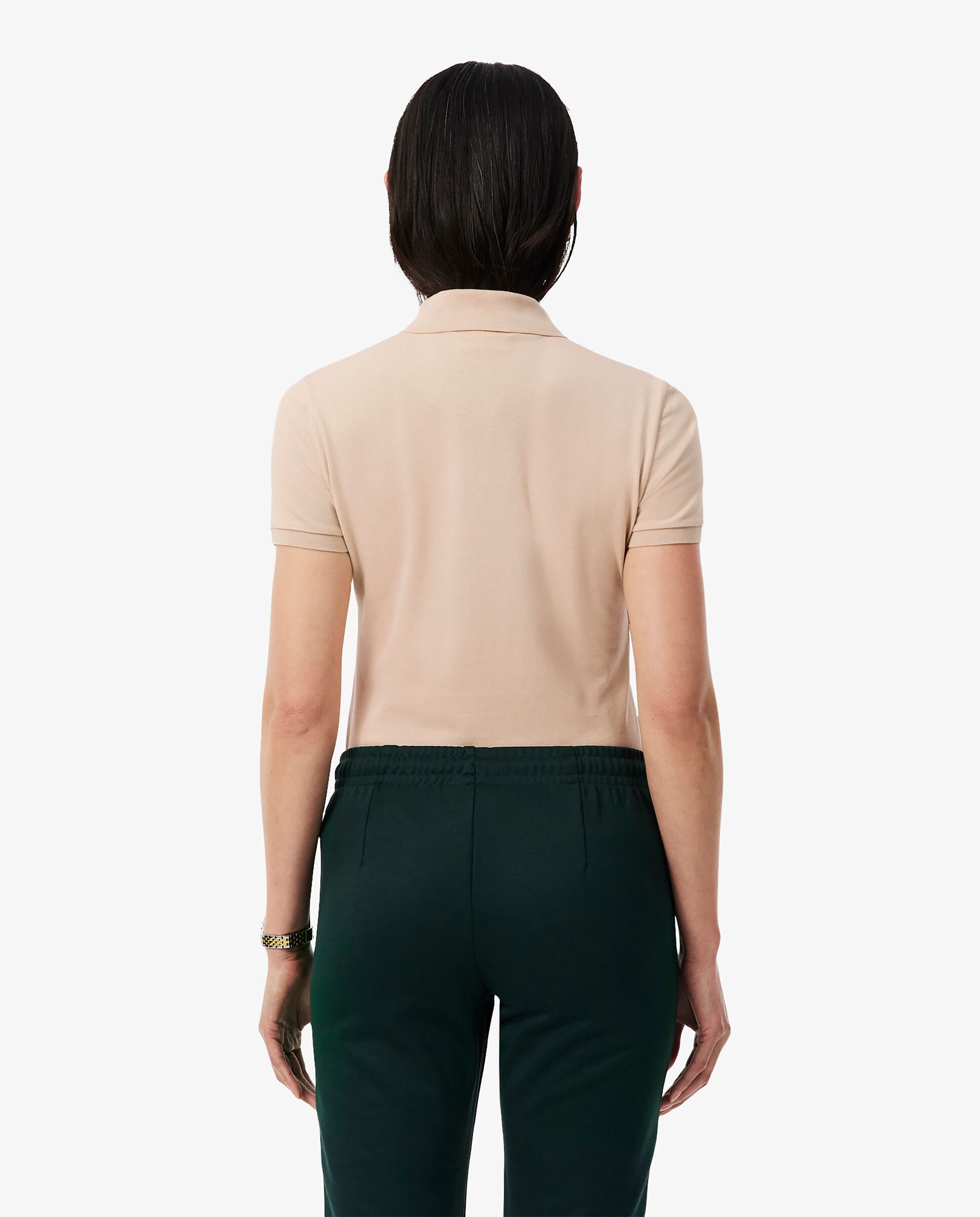 Polo de mujer en piqué de algodón stretch de manga corta - Lacoste - Beige Beige-2