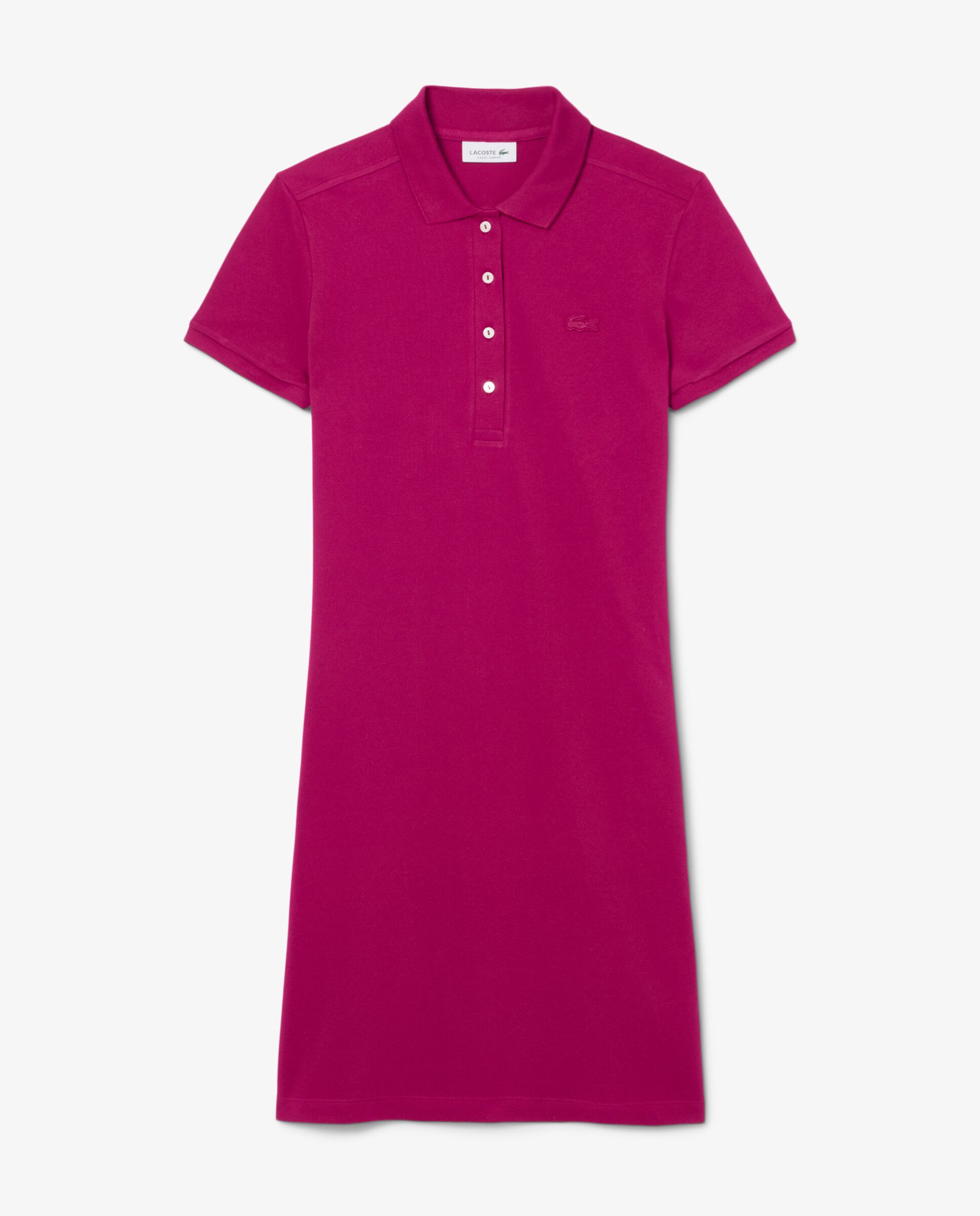 Imagen 6 de Vestido polo de mujer de corte ajustado de minipiqué elástico de manga corta - Rosa Rosa