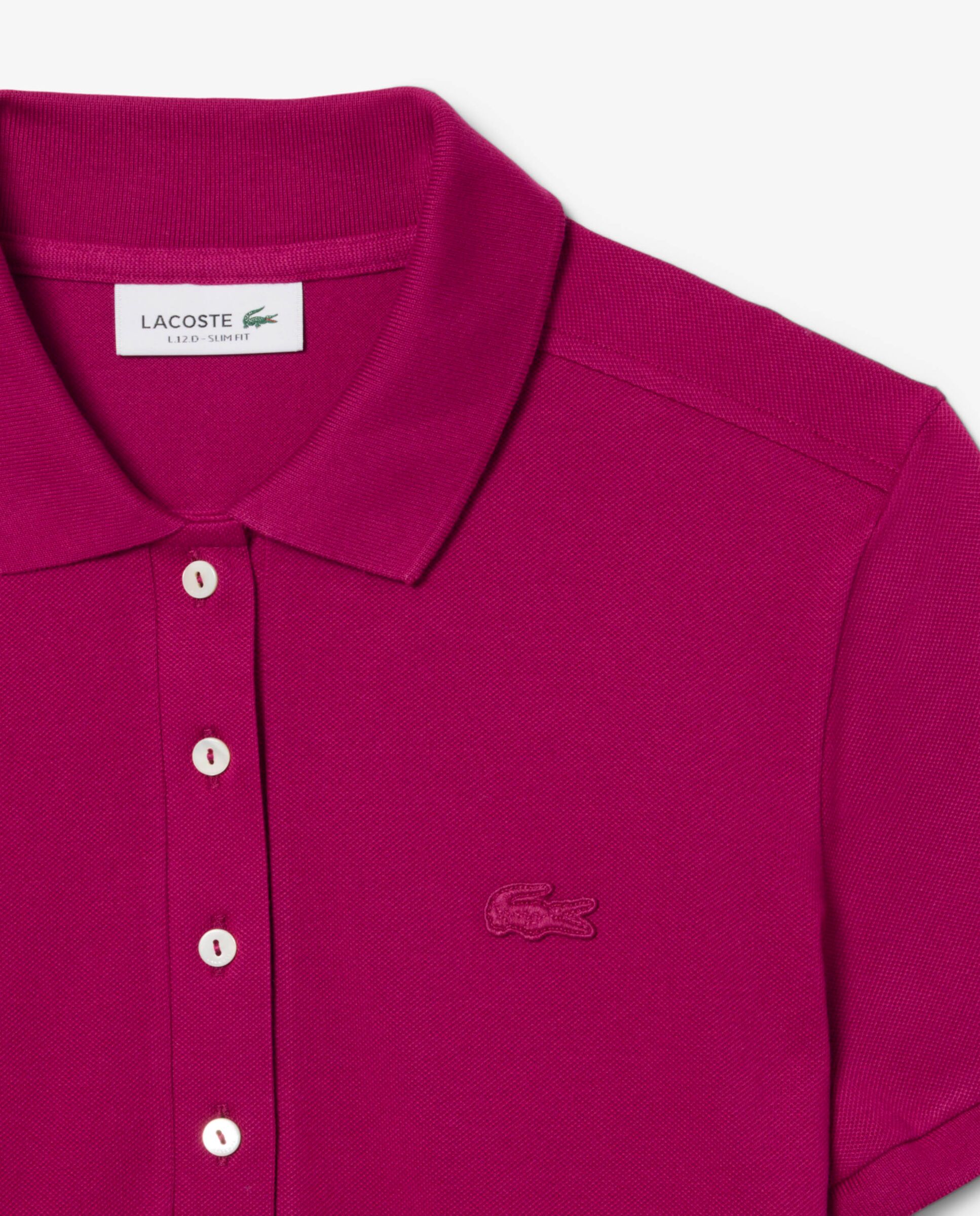 Imagen 5 de Vestido polo de mujer de corte ajustado de minipiqué elástico de manga corta - Rosa Rosa