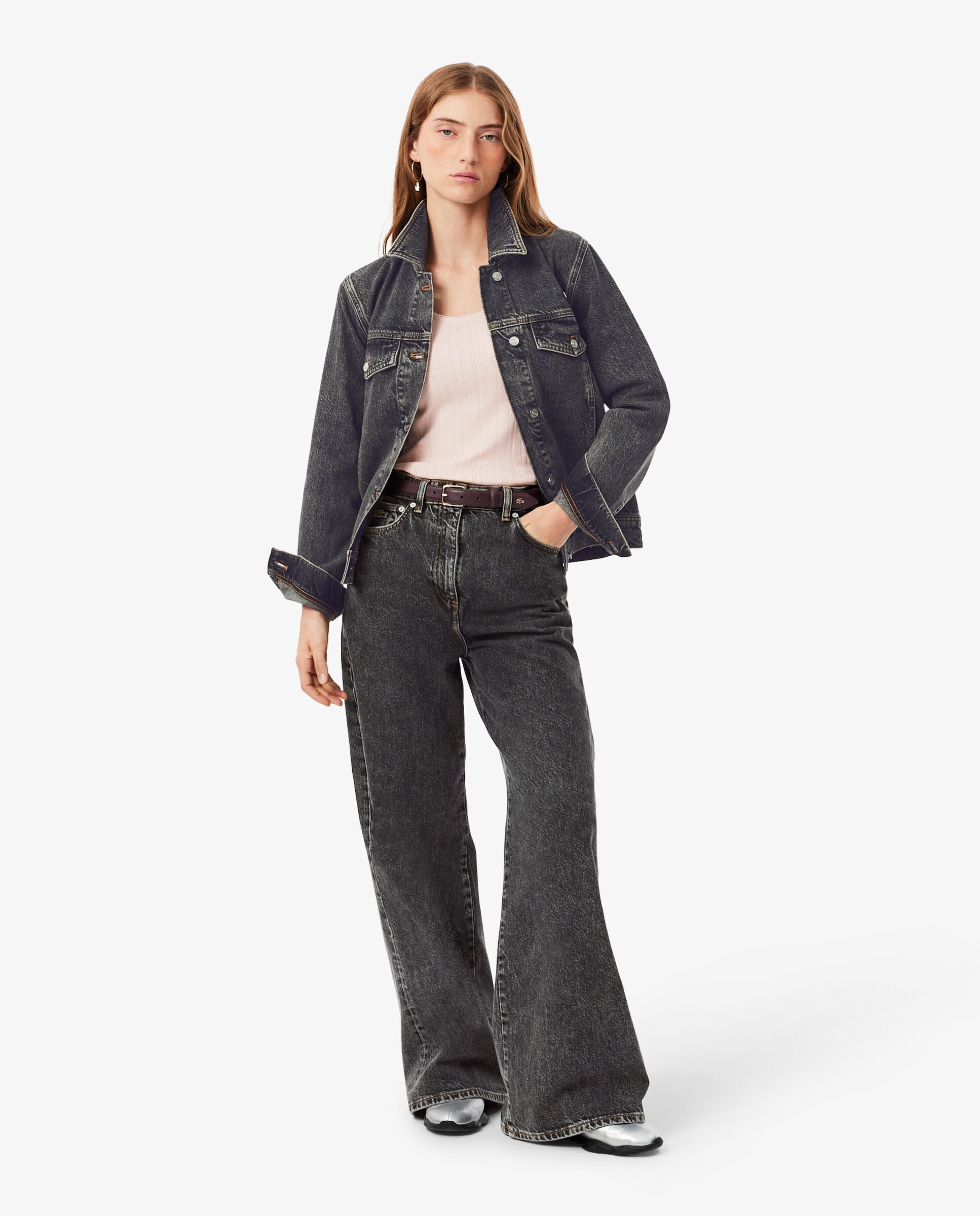 Top de tirantes de corte ajustado de punto algodón pointelle en rosa de manga corta - Lacoste - Rosa Rosa-4