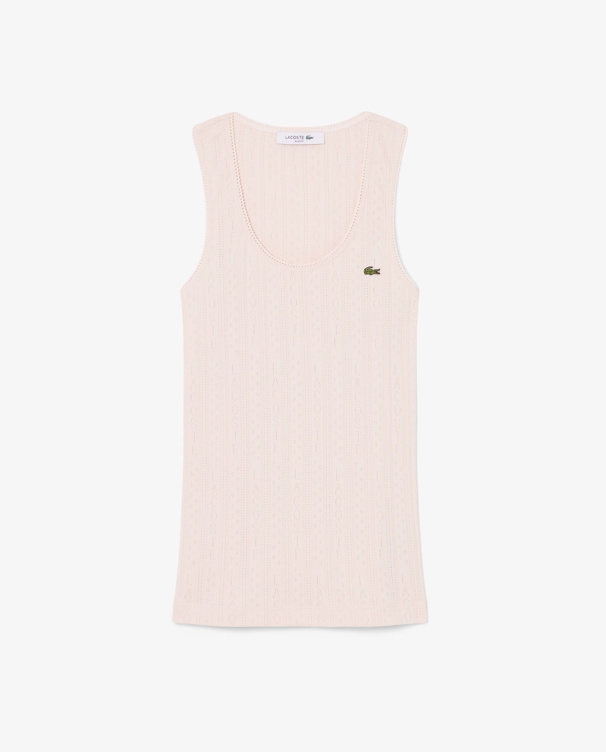 Top de tirantes de corte ajustado de punto algodón pointelle en rosa de manga corta - Lacoste - Rosa Rosa-6